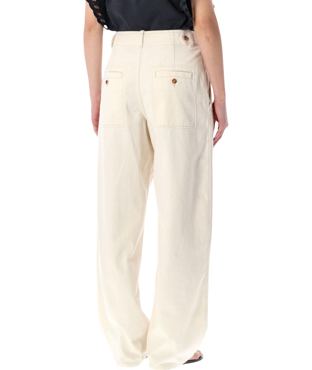 ISABEL MARANT Бежевые хлопковые прямые брюки, фото 2