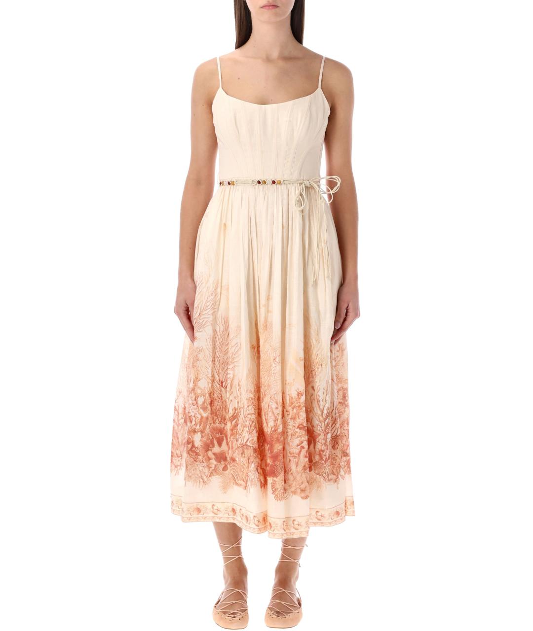 ZIMMERMANN Бежевое хлопковое повседневное платье, фото 1