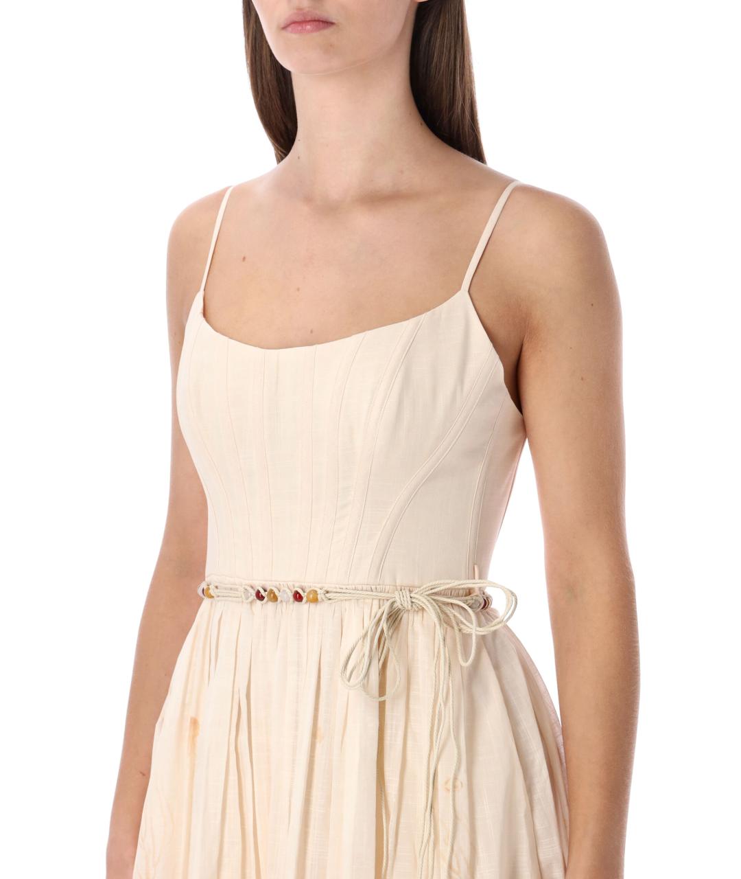 ZIMMERMANN Бежевое хлопковое повседневное платье, фото 3