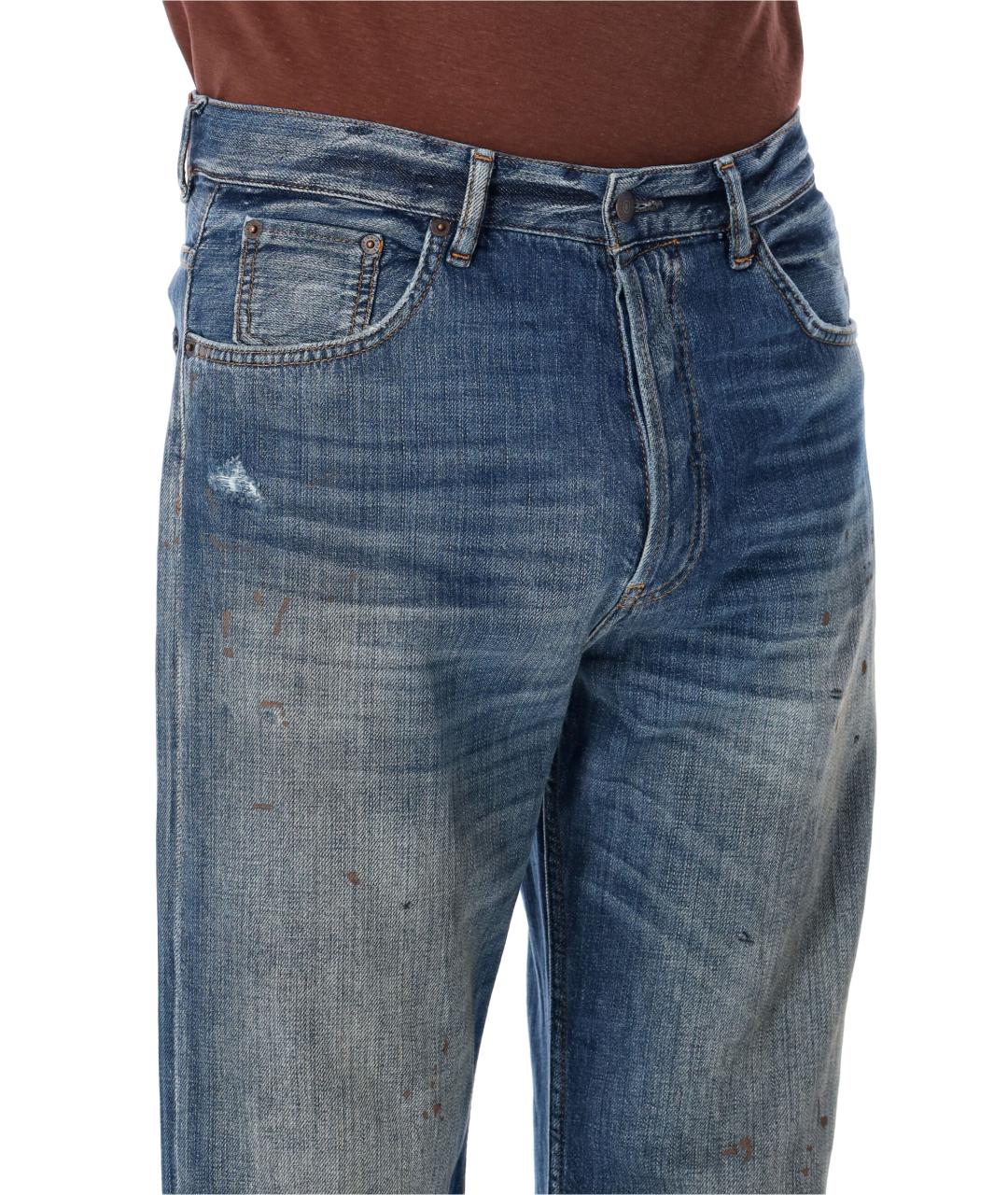 ACNE STUDIOS Синие хлопковые прямые джинсы, фото 3