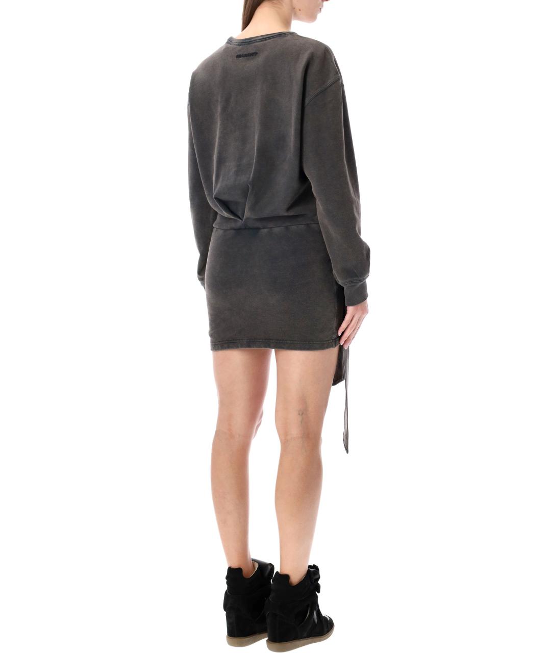 ISABEL MARANT Антрацитовое хлопковое повседневное платье, фото 2