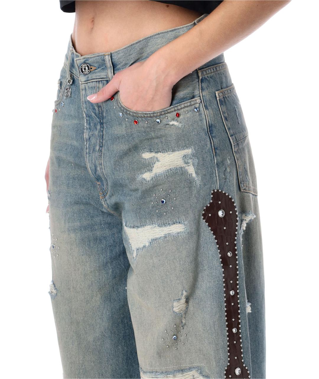 AMIRI Синие хлопковые прямые джинсы, фото 3