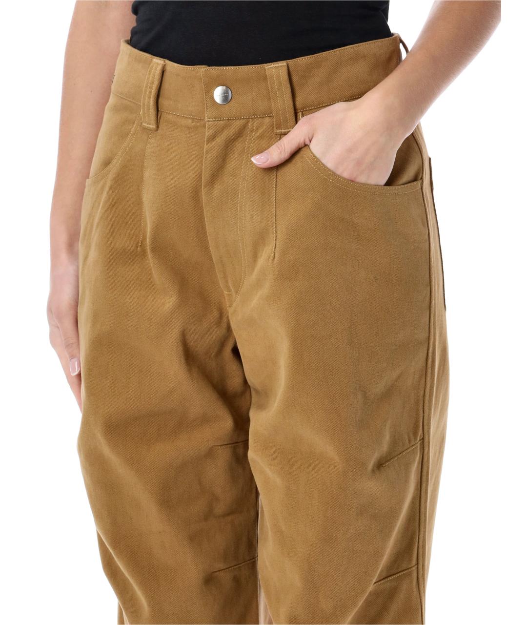 ISABEL MARANT Бежевые хлопковые прямые брюки, фото 3