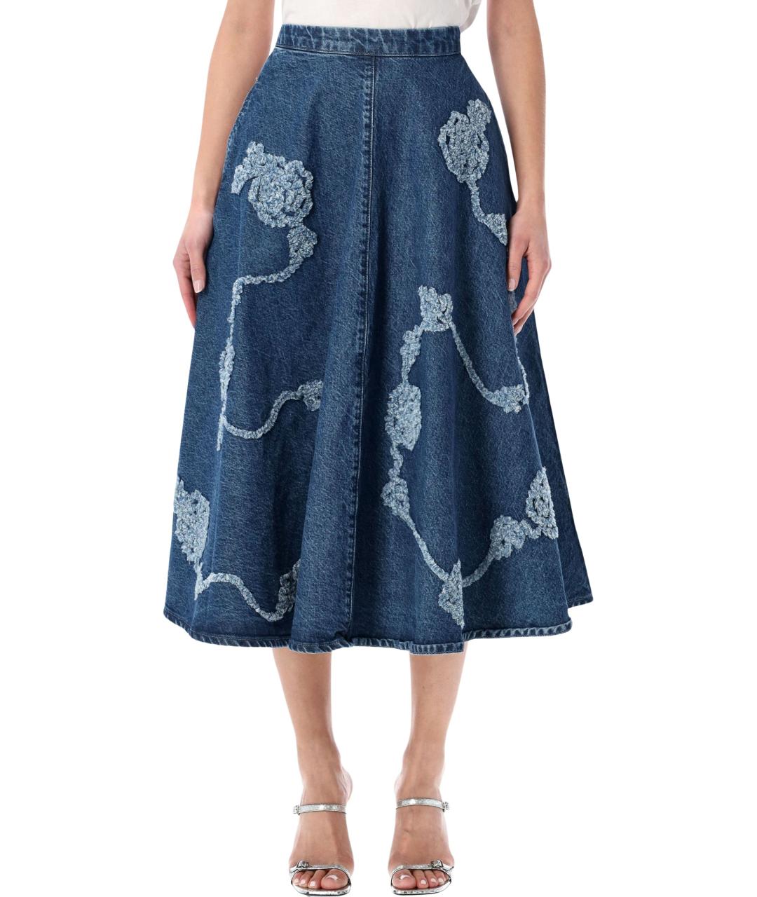 ROTATE Синяя хлопковая юбка миди, фото 1