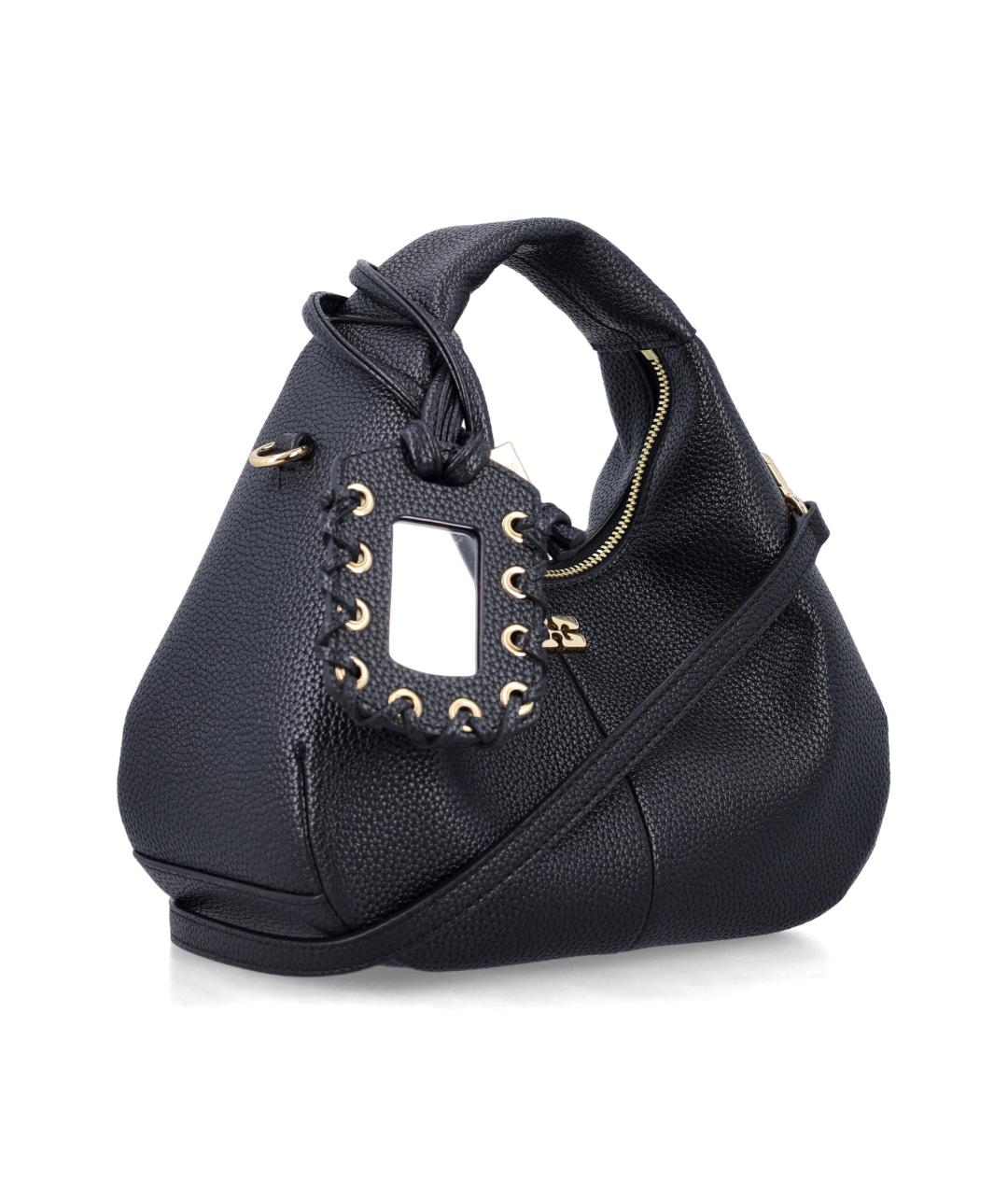 GANNI Черная синтетическая сумка с короткими ручками, фото 2