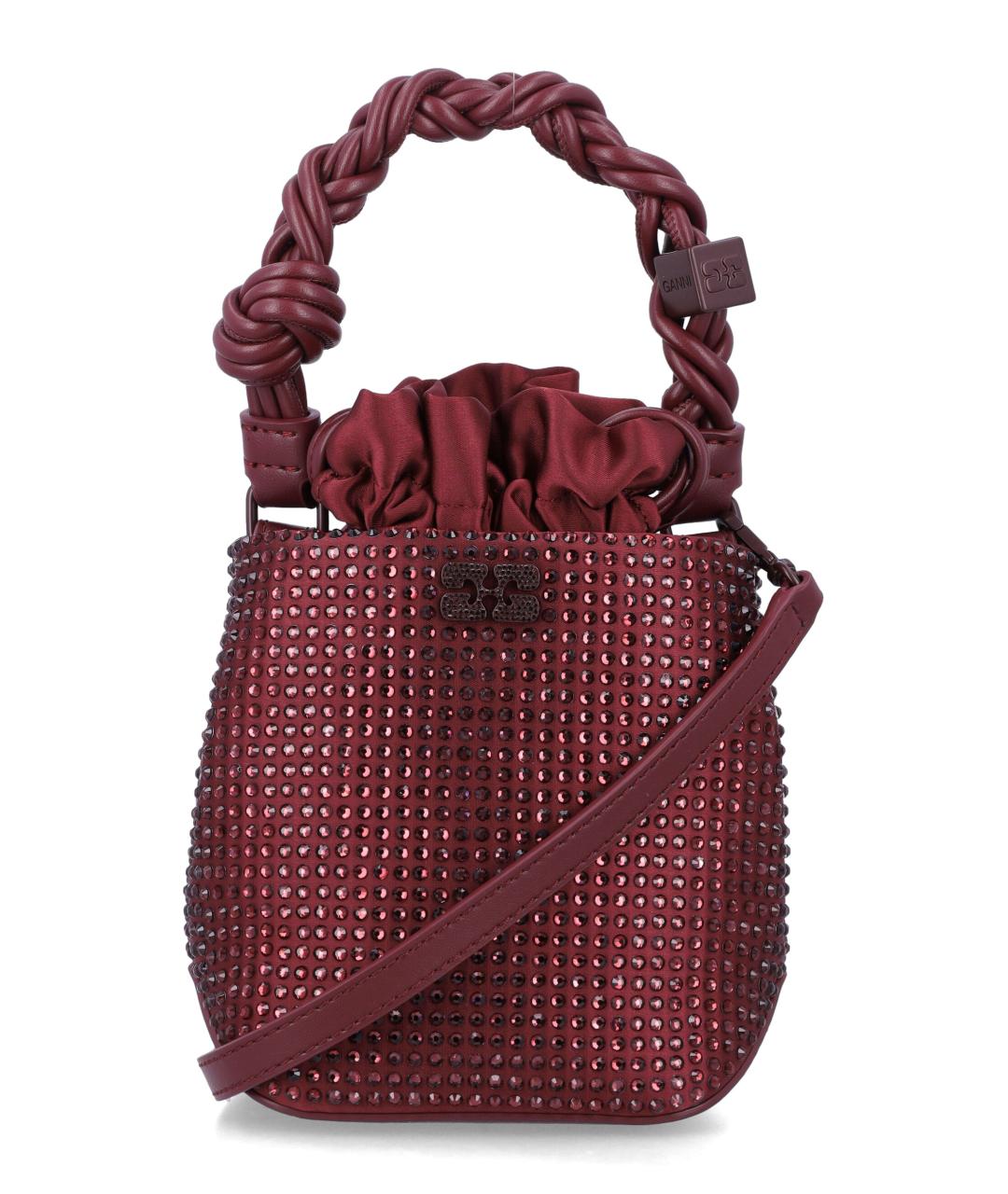GANNI Бордовая синтетическая сумка с короткими ручками, фото 1