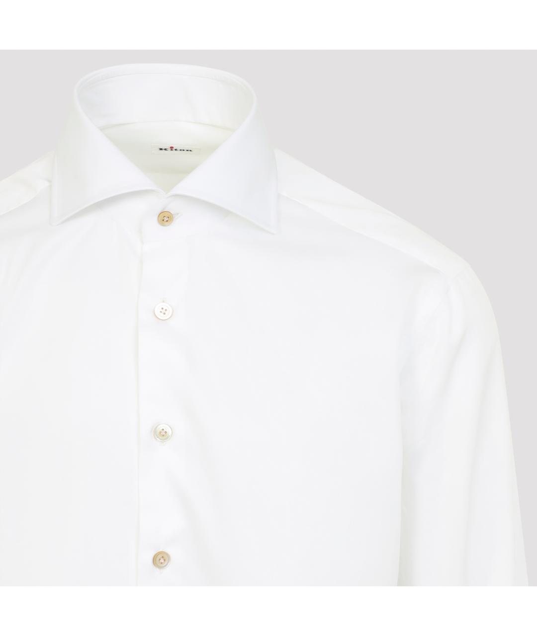 KITON Белая хлопковая классическая рубашка, фото 4
