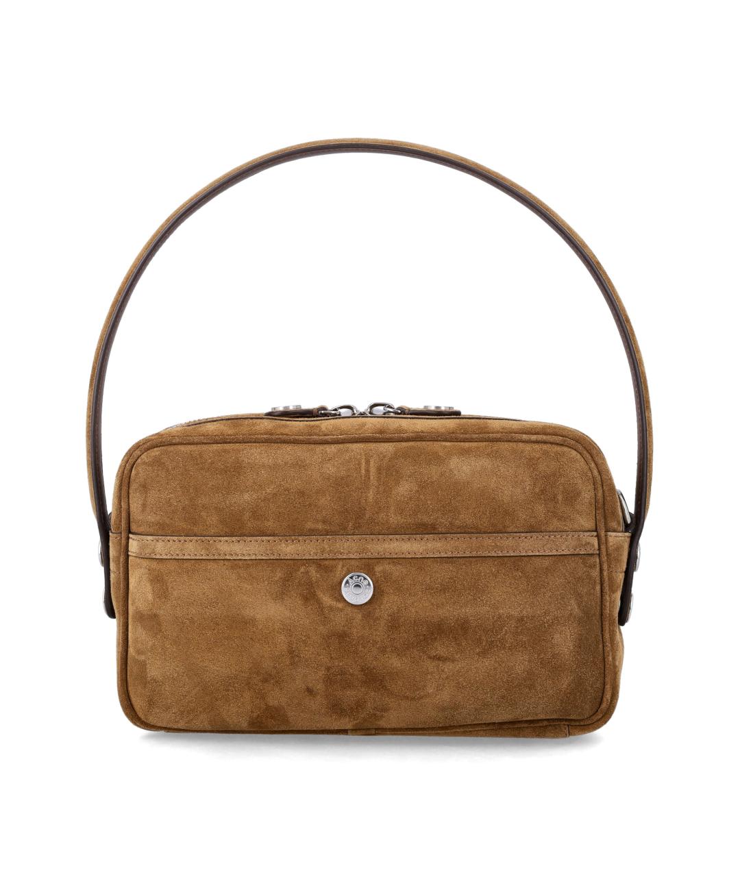 ACNE STUDIOS Коричневая замшевая сумка с короткими ручками, фото 3