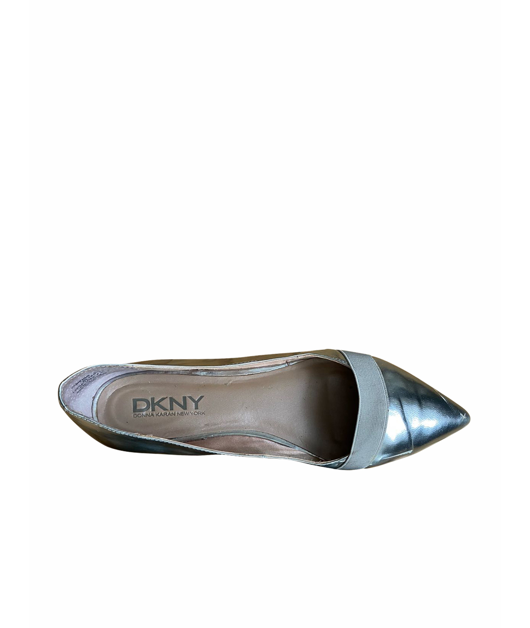 DKNY Серебряные кожаные балетки, фото 1