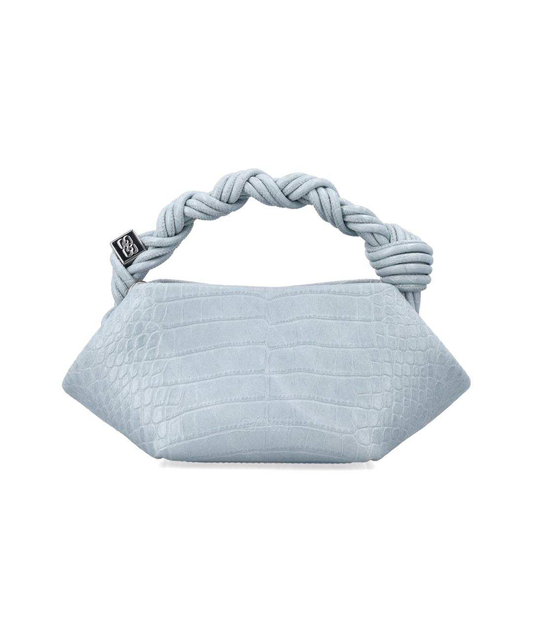 GANNI Голубая кожаная сумка с короткими ручками, фото 3