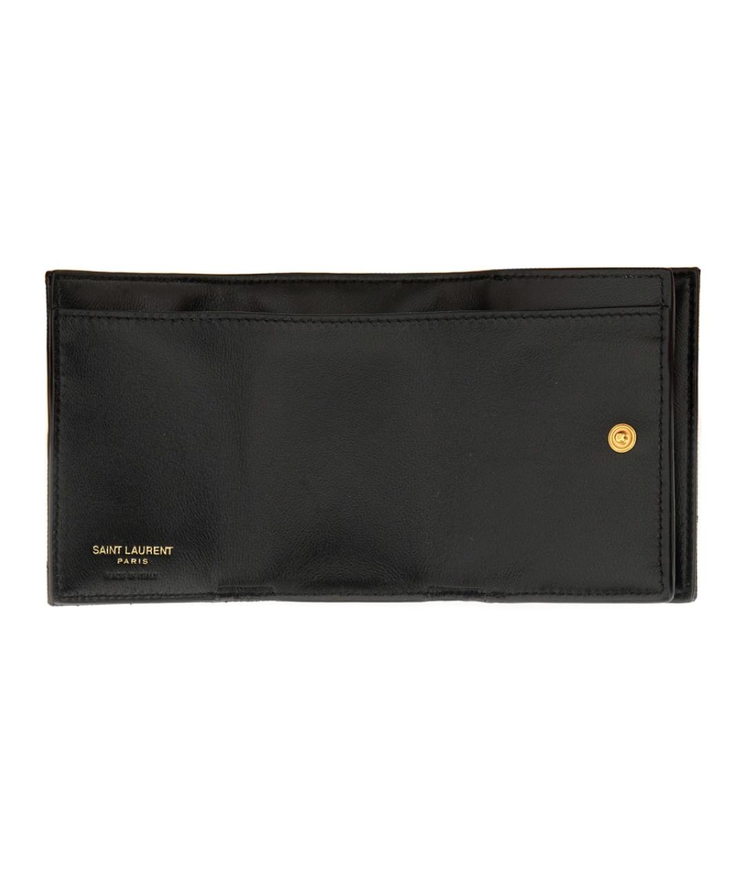 SAINT LAURENT Черный кожаный кошелек, фото 4