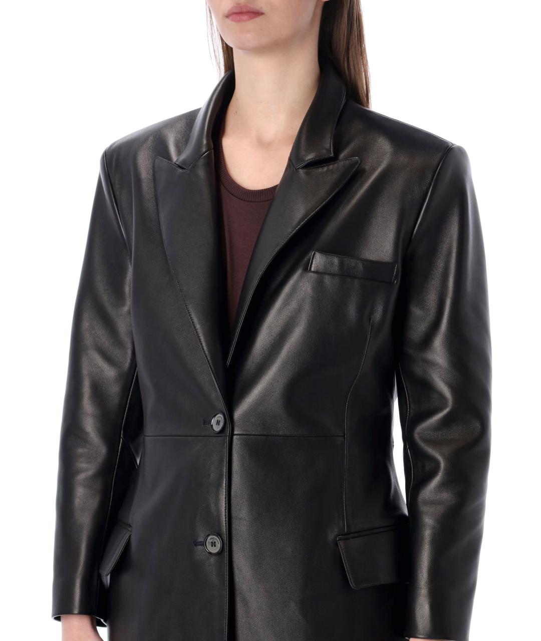 MAGDA BUTRYM Черное кожаное пальто, фото 3