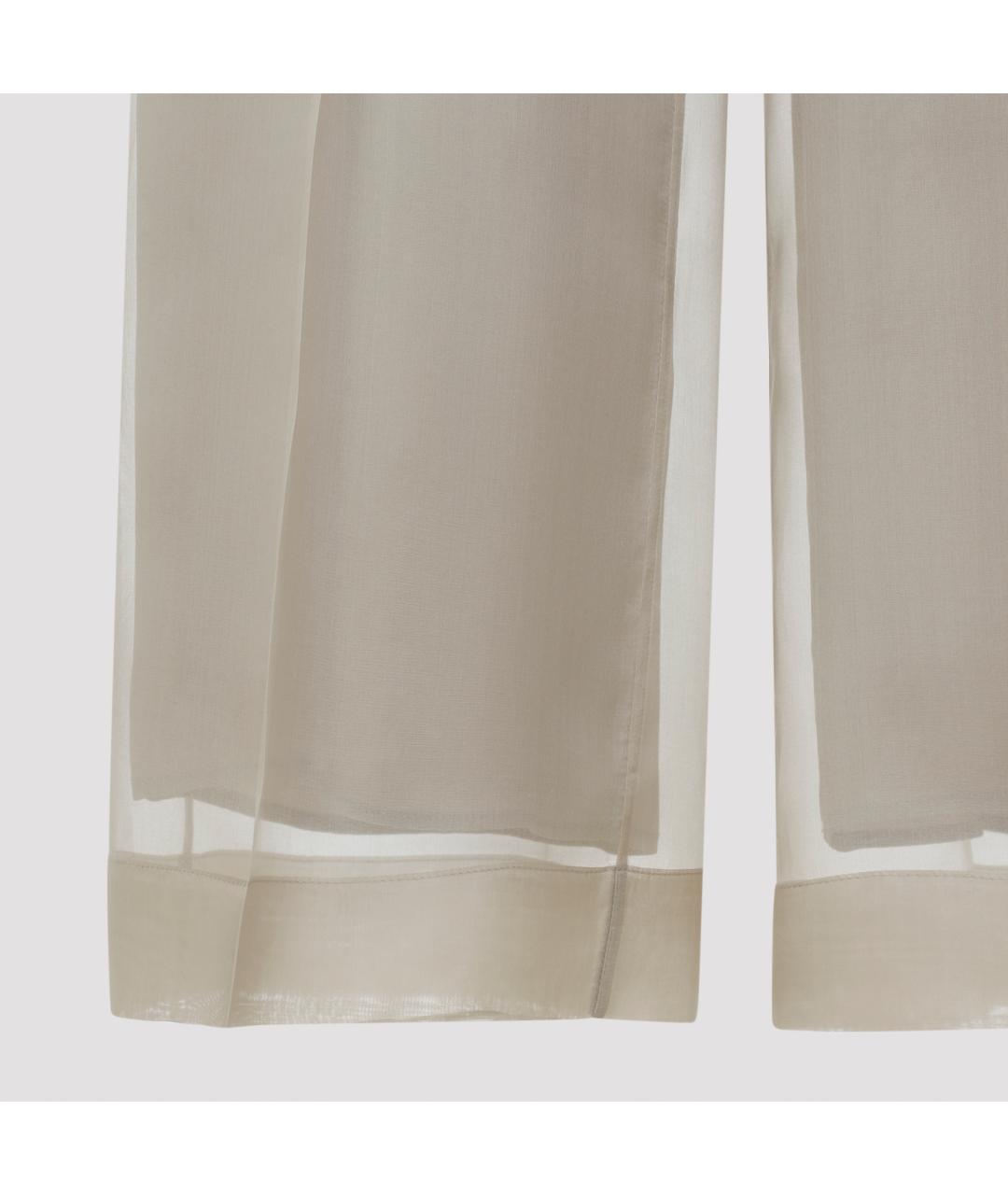 MAX MARA Бежевые шелковые прямые брюки, фото 4