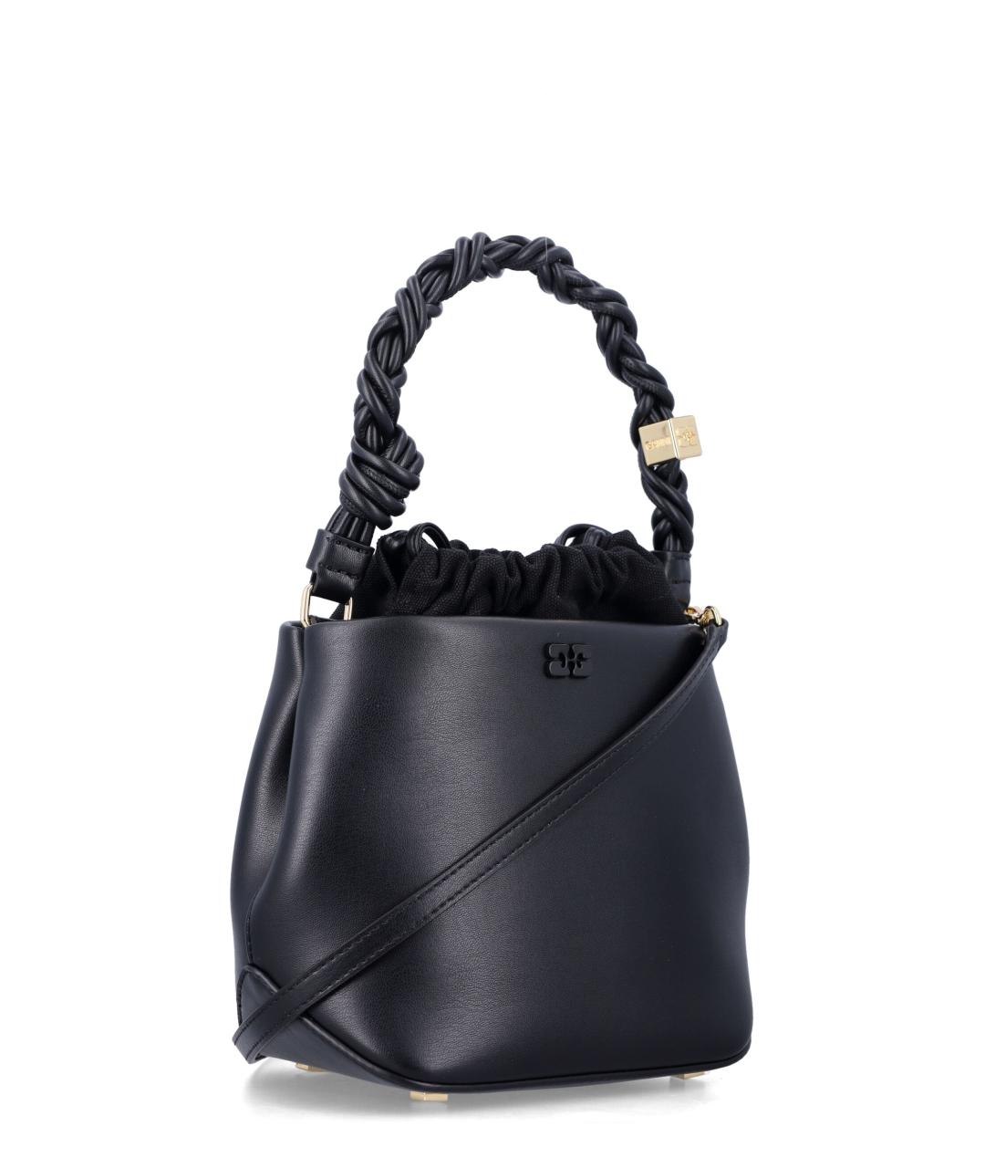 GANNI Черная кожаная сумка с короткими ручками, фото 2