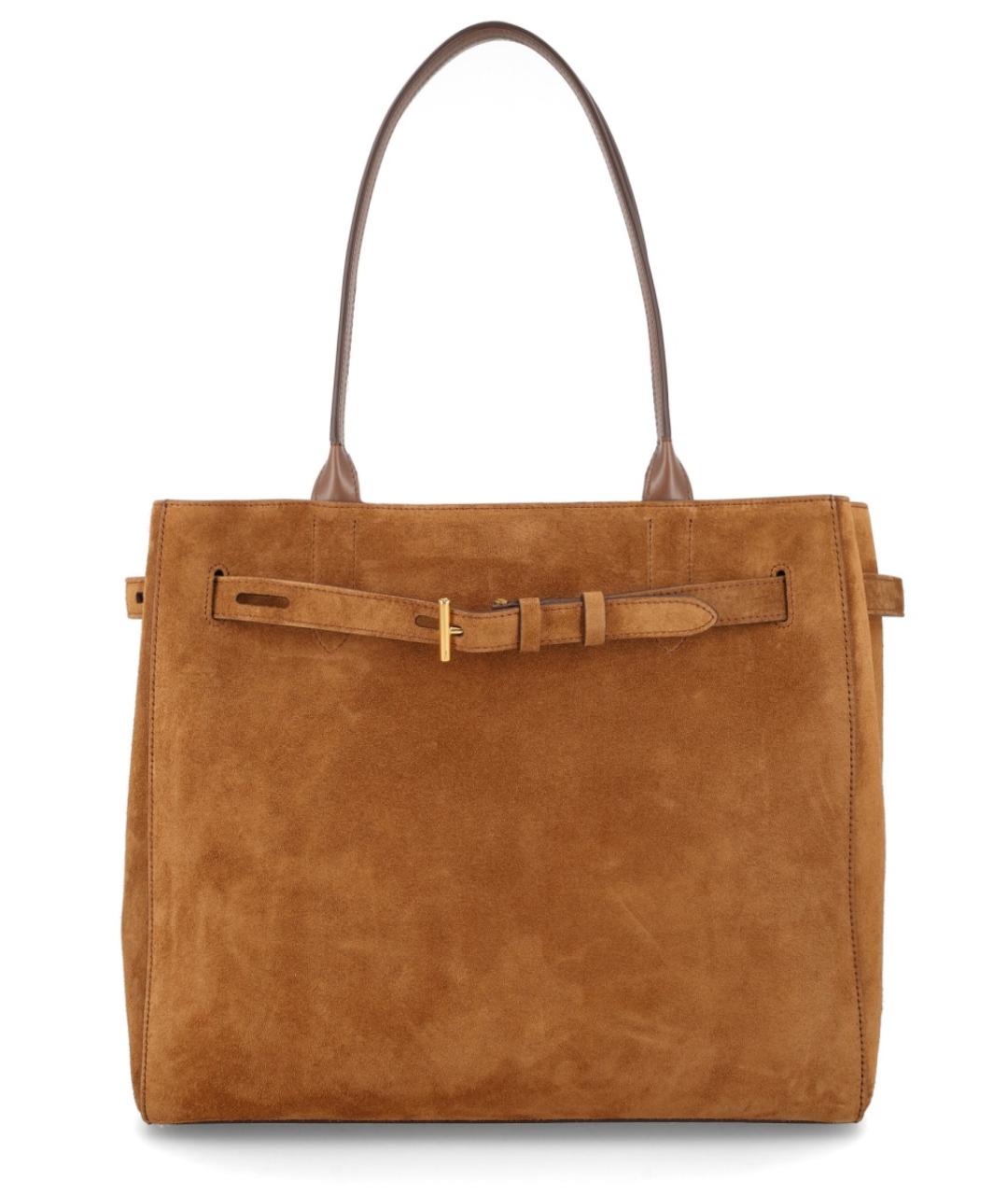 TOM FORD Коричневая замшевая сумка тоут, фото 1