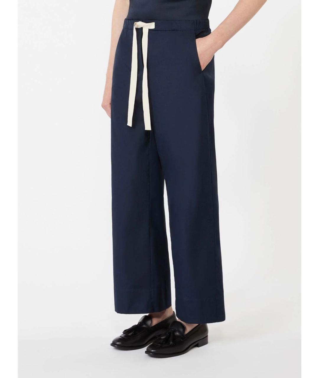 'S MAX MARA Синие хлопковые прямые брюки, фото 3