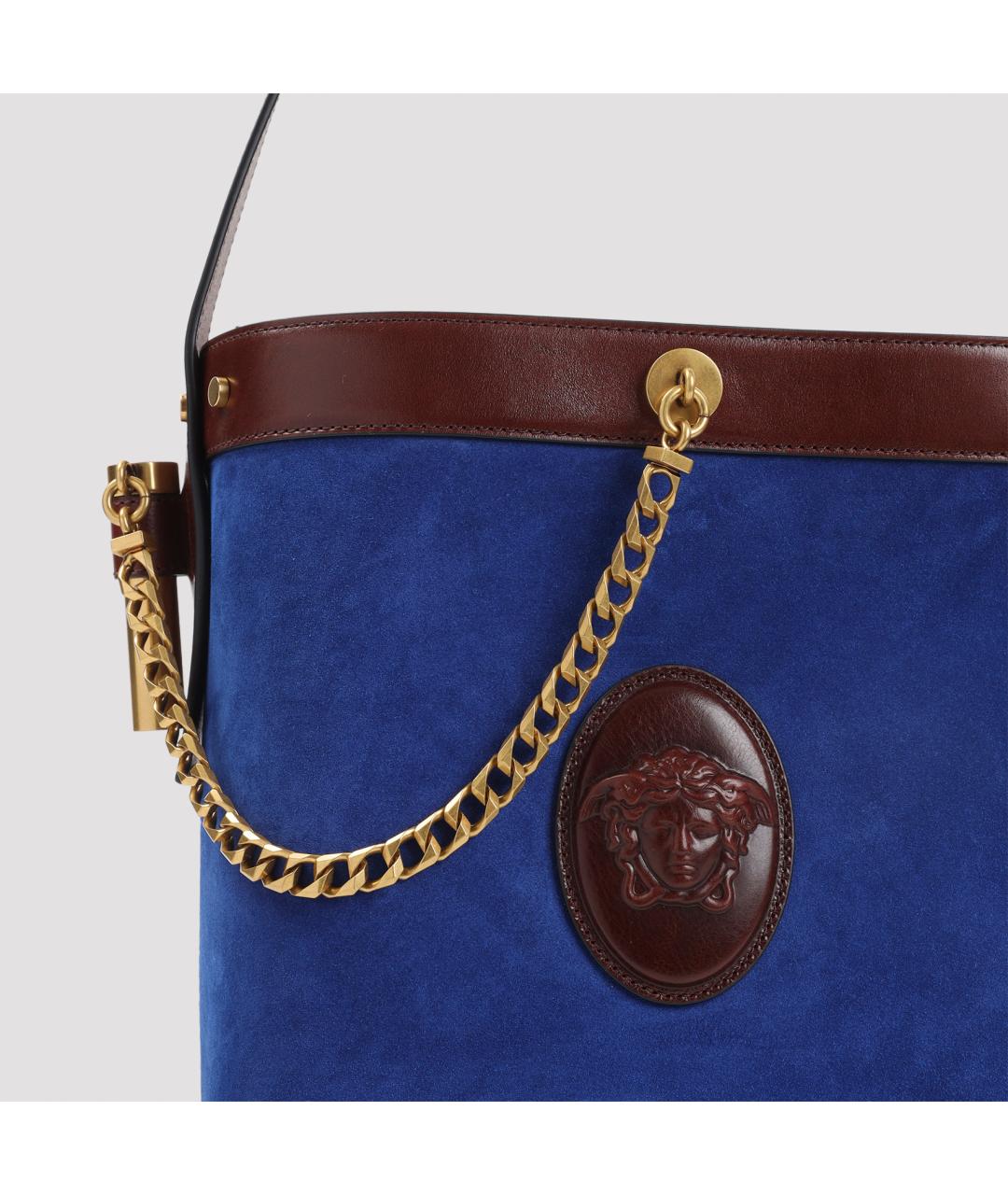 VERSACE Синяя кожаная сумка тоут, фото 4