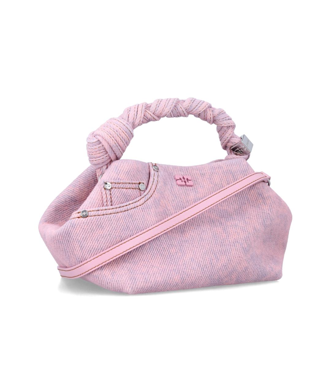 GANNI Розовая хлопковая сумка с короткими ручками, фото 2