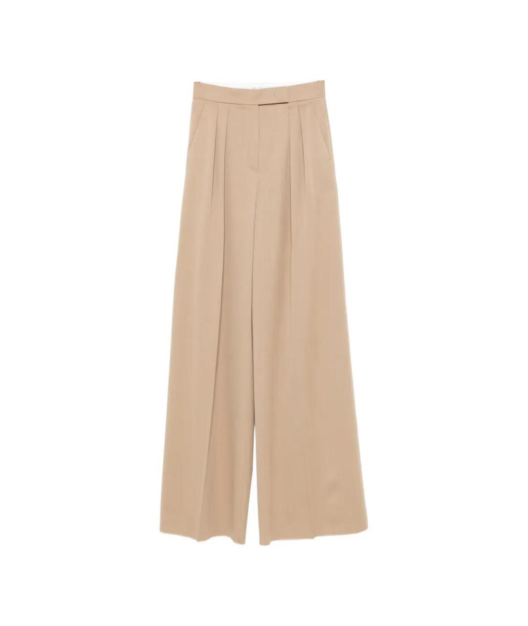 MAX MARA Бежевые шерстяные прямые брюки, фото 1