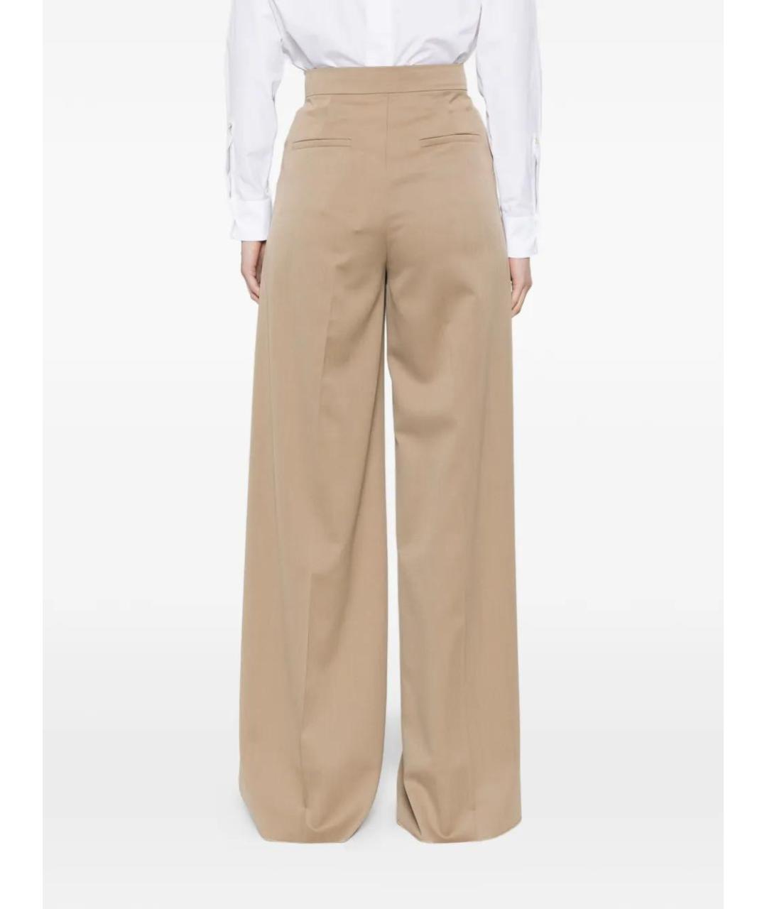 MAX MARA Бежевые шерстяные прямые брюки, фото 4