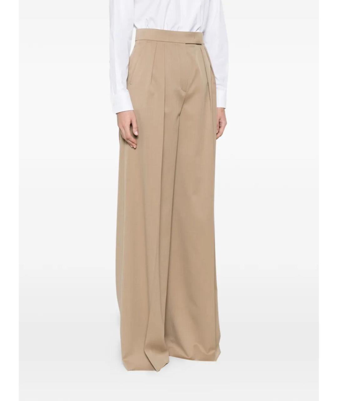 MAX MARA Бежевые шерстяные прямые брюки, фото 3