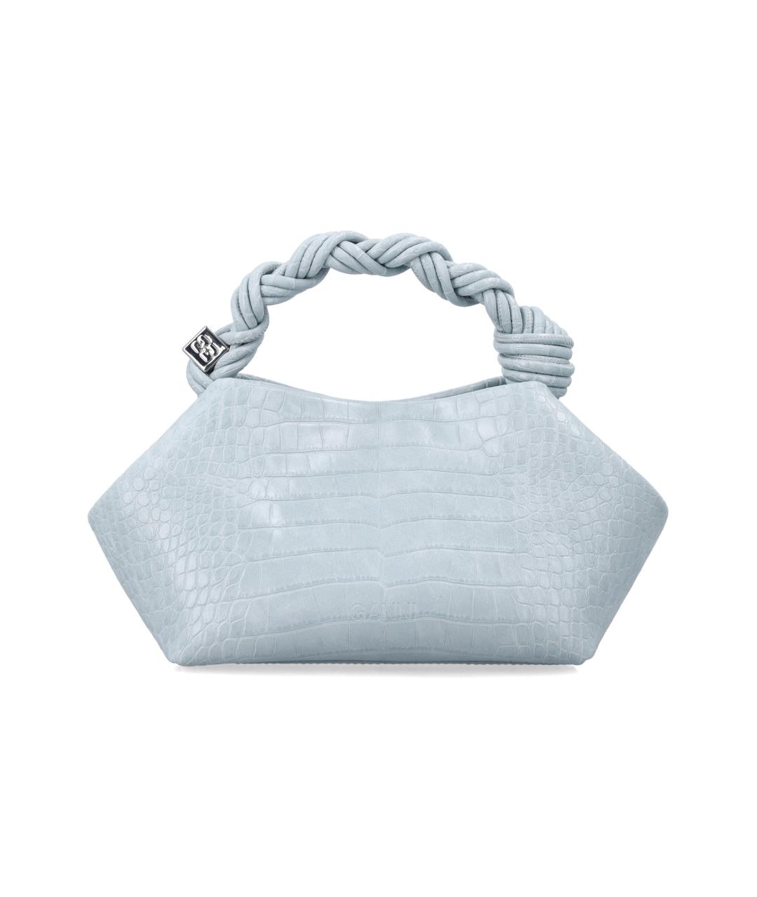 GANNI Голубая кожаная сумка с короткими ручками, фото 3