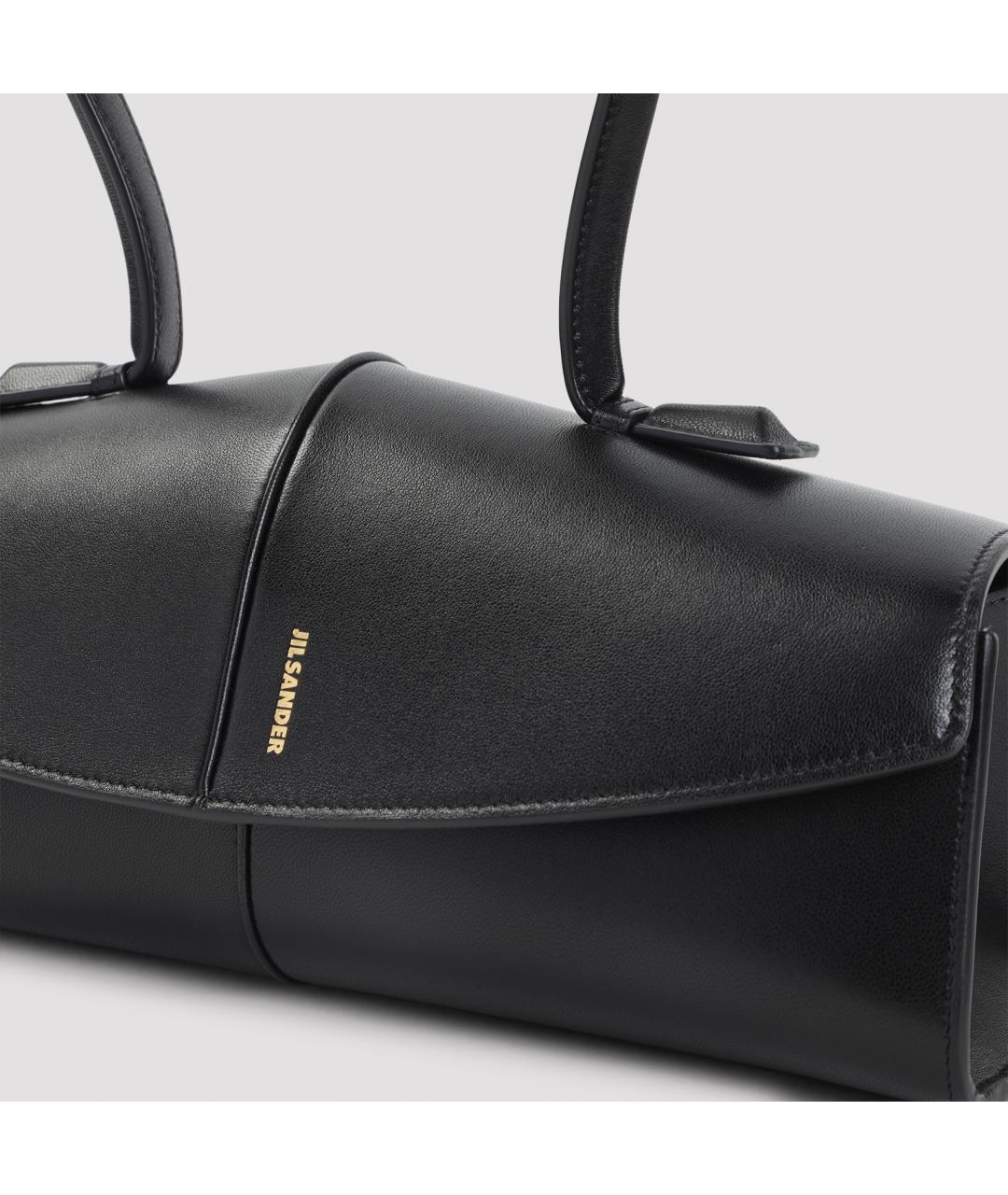 JIL SANDER Черная кожаная сумка с короткими ручками, фото 3