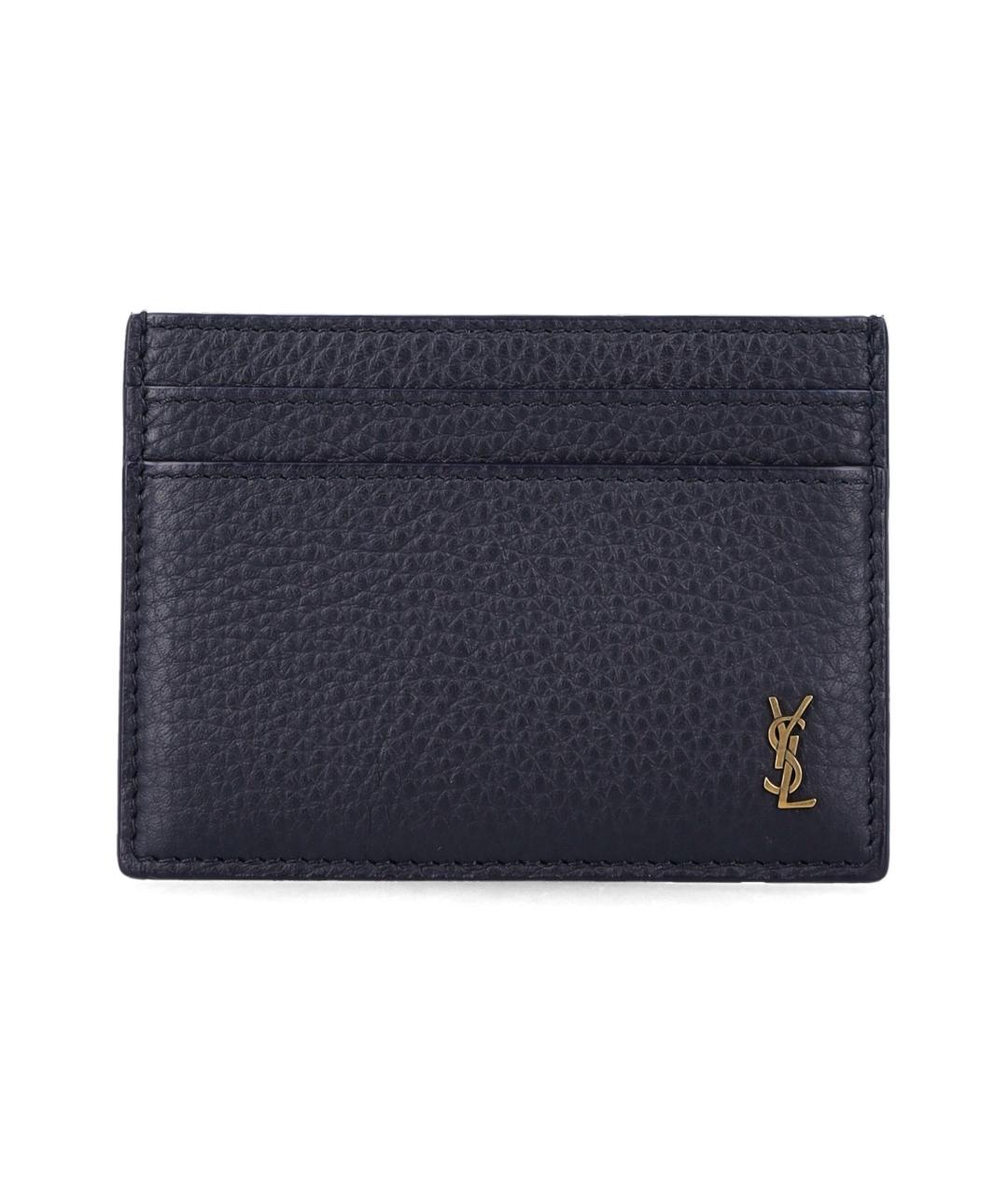 SAINT LAURENT Синий кожаный кардхолдер, фото 1