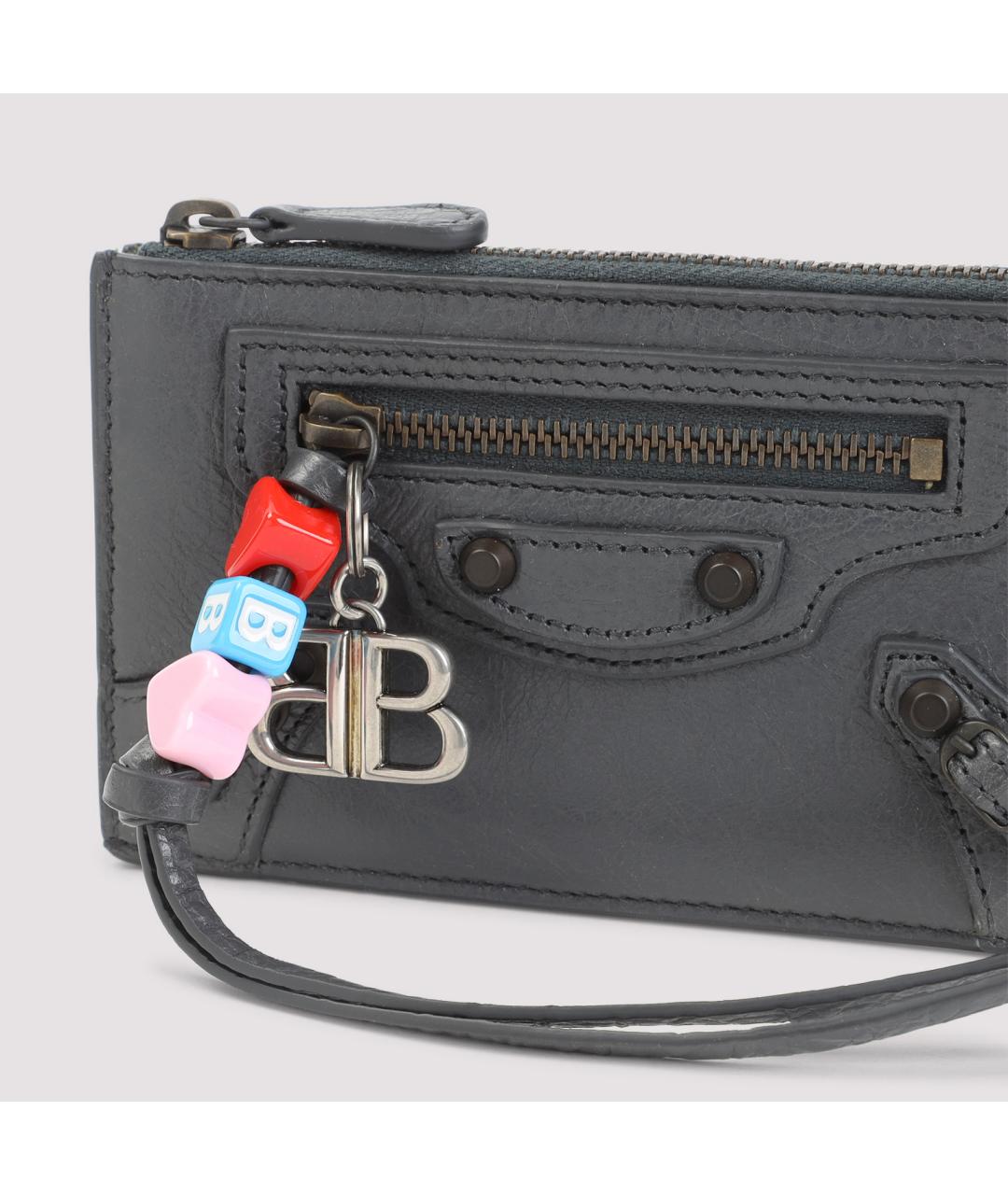 BALENCIAGA Серый кожаный кардхолдер, фото 4