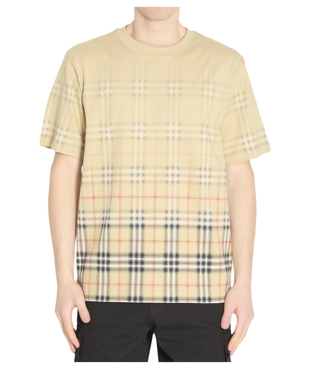 BURBERRY Бежевая хлопковая футболка, фото 1