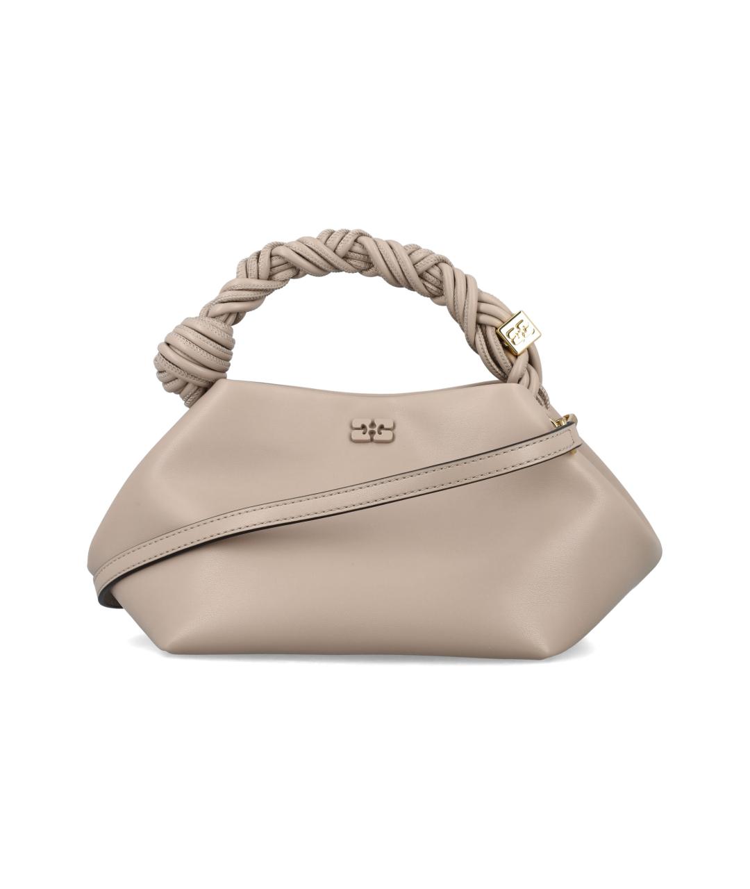 GANNI Серая кожаная сумка с короткими ручками, фото 1