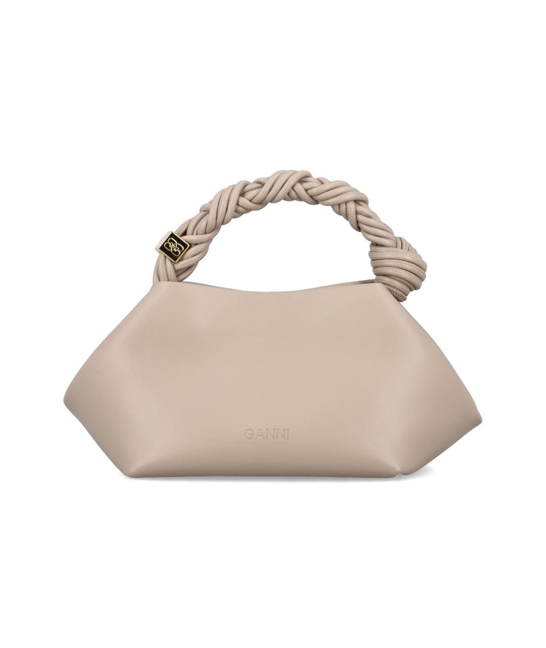 GANNI Серая кожаная сумка с короткими ручками, фото 3