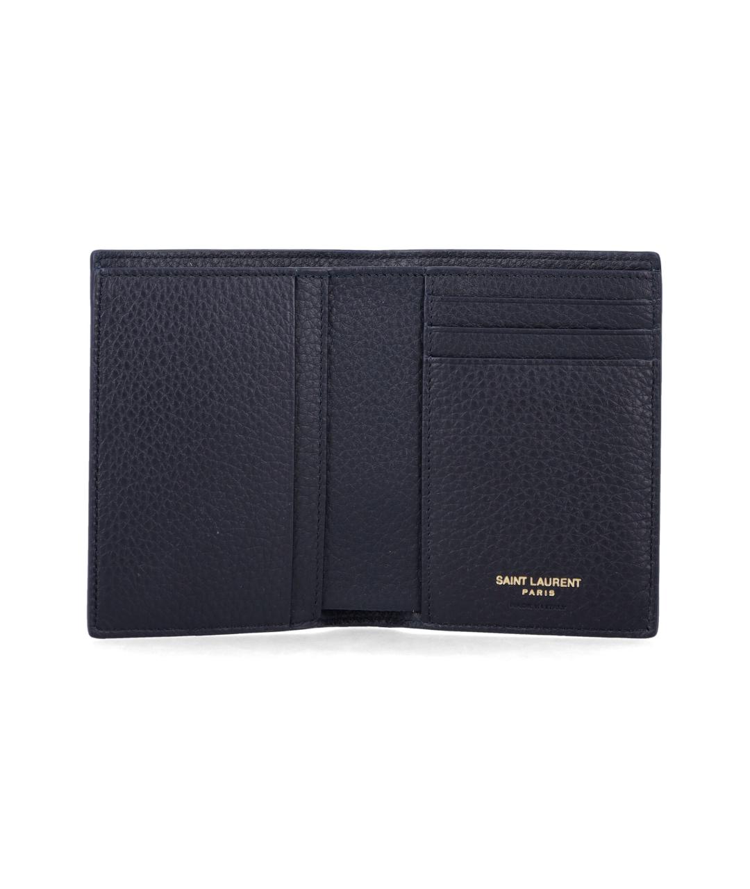 SAINT LAURENT Синий кожаный кошелек, фото 2