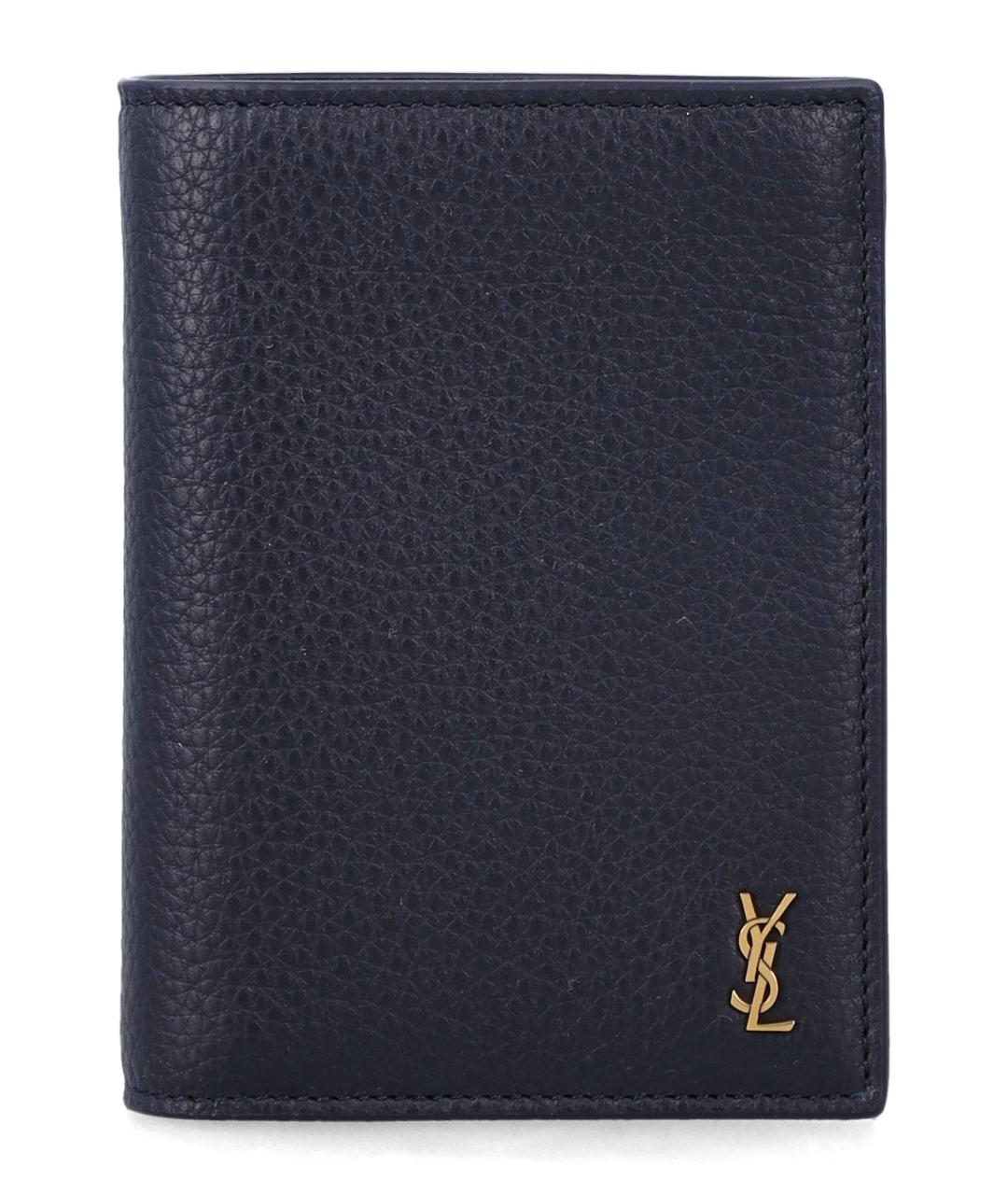 SAINT LAURENT Синий кожаный кошелек, фото 1