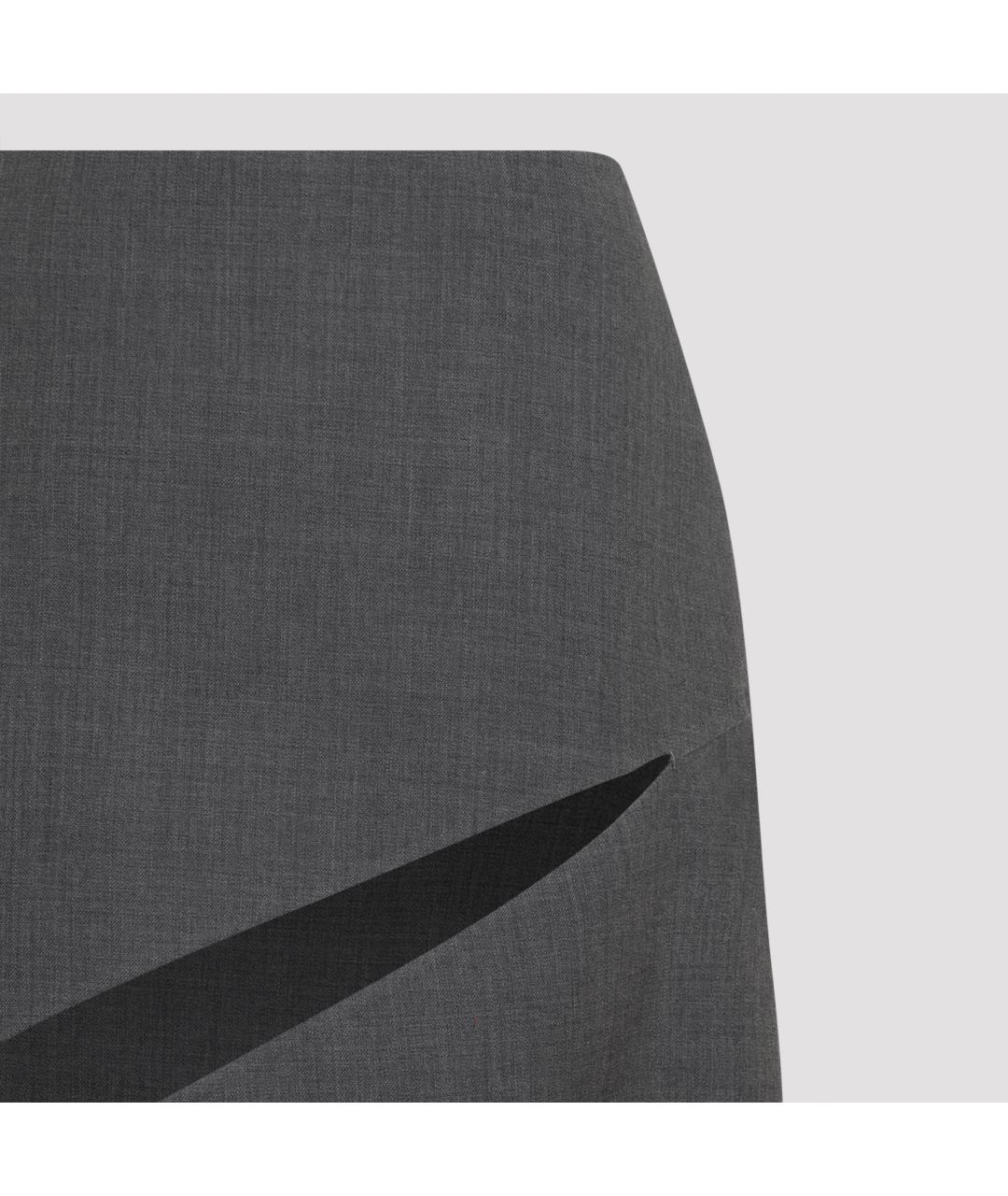 JIL SANDER Серая шерстяная юбка миди, фото 4