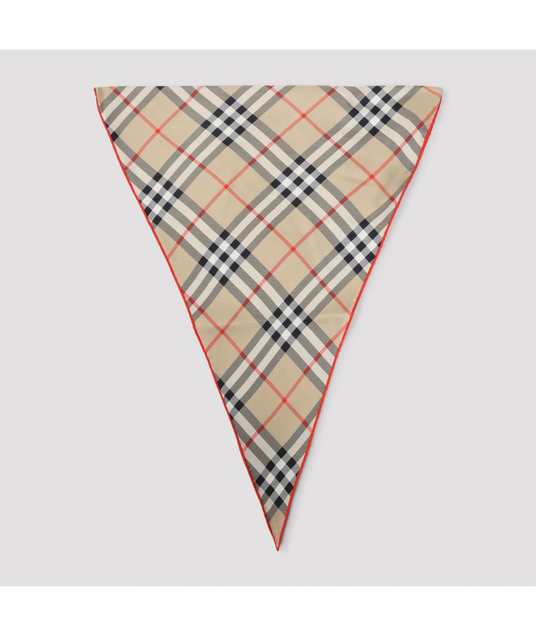 BURBERRY Бежевый шелковый шарф, фото 2