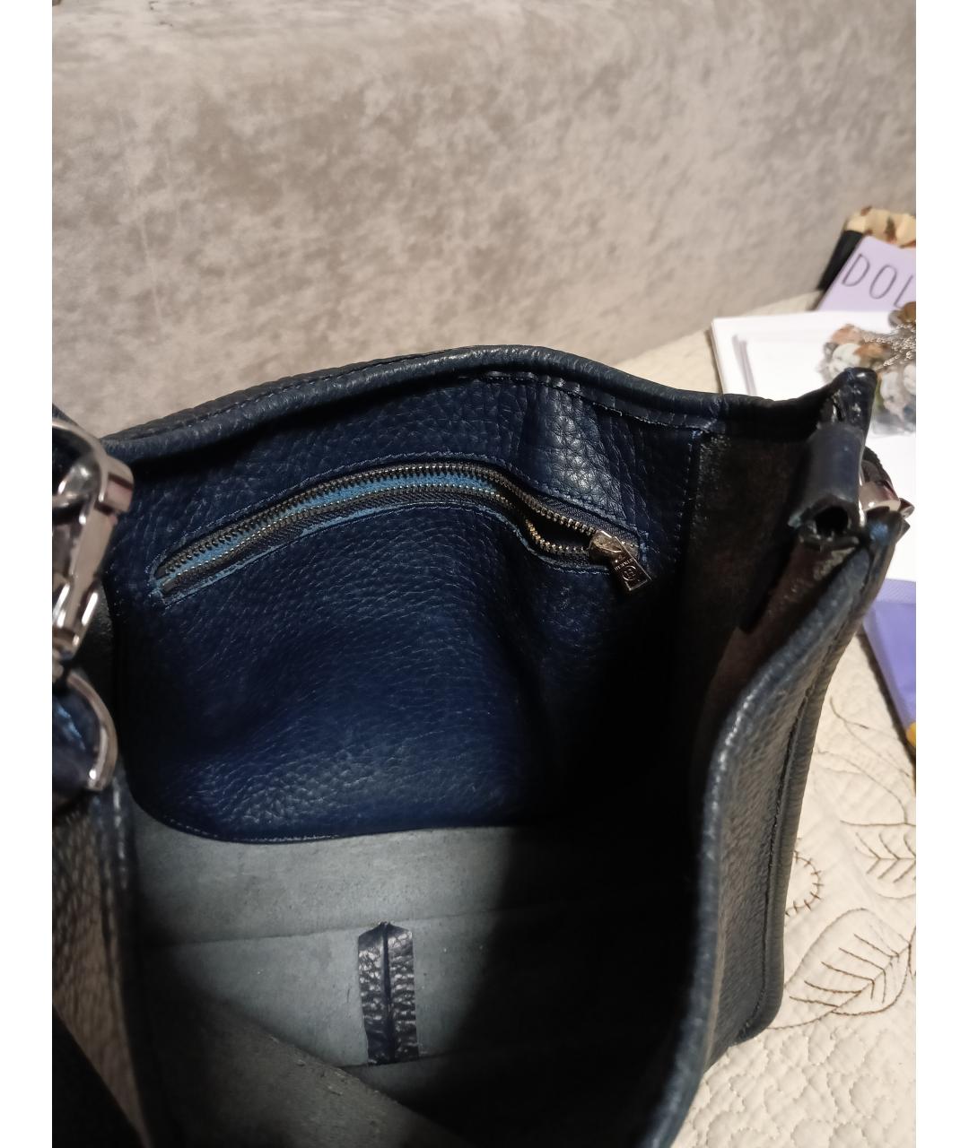 HERMES Темно-синяя кожаная сумка через плечо, фото 4