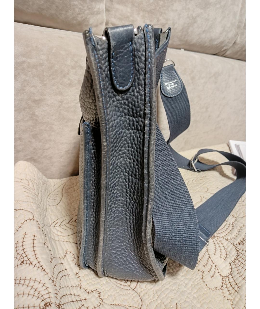 HERMES Темно-синяя кожаная сумка через плечо, фото 2