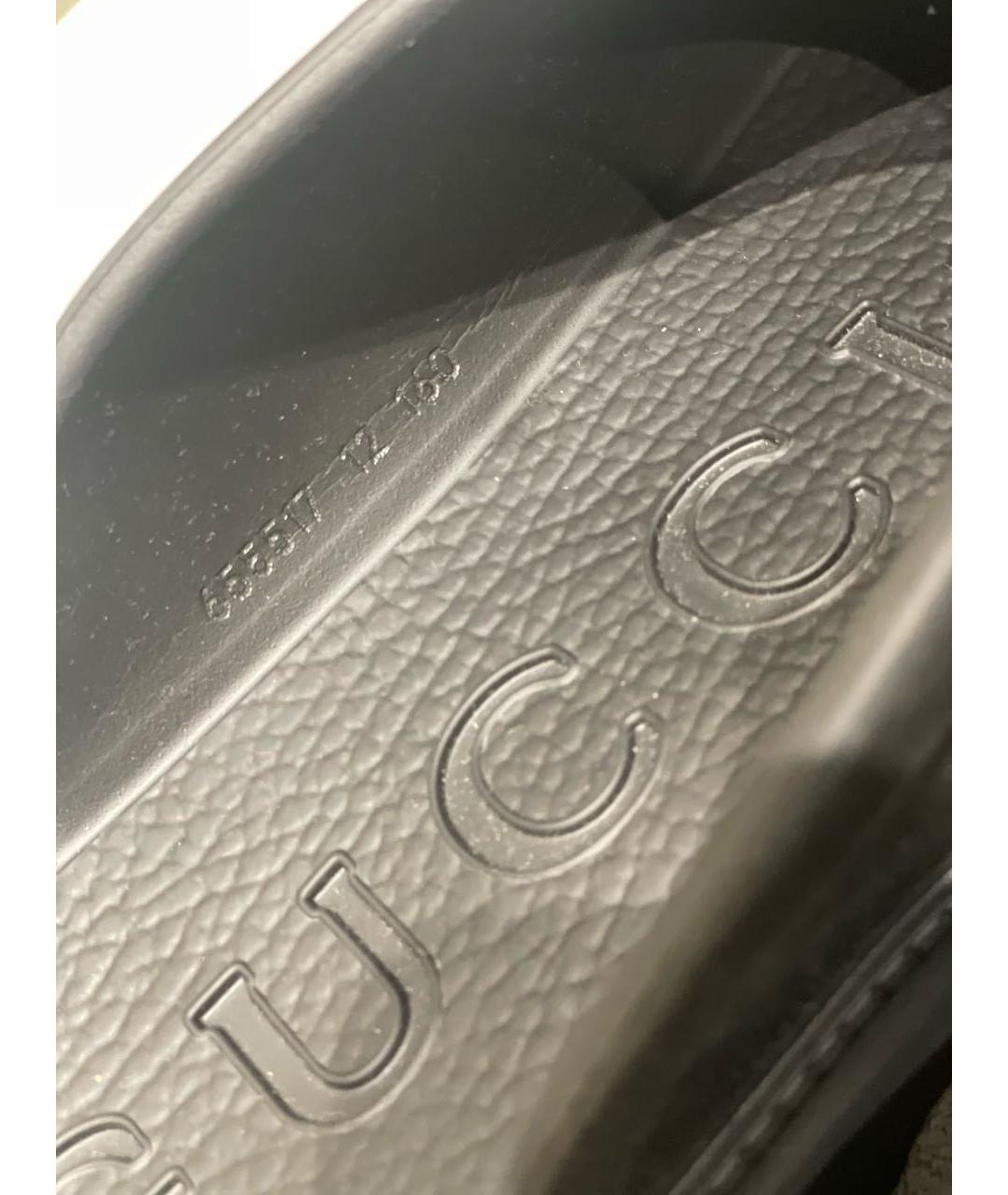 GUCCI Черные резиновые шлепанцы, фото 3