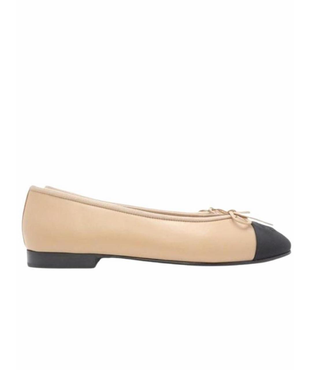 CHANEL Бежевые кожаные балетки, фото 3