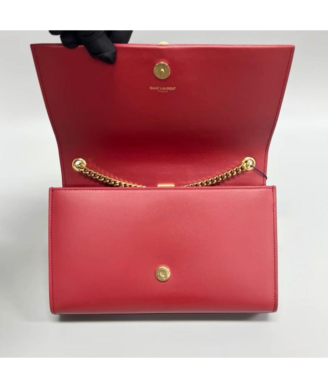 SAINT LAURENT Красная кожаная сумка через плечо, фото 4