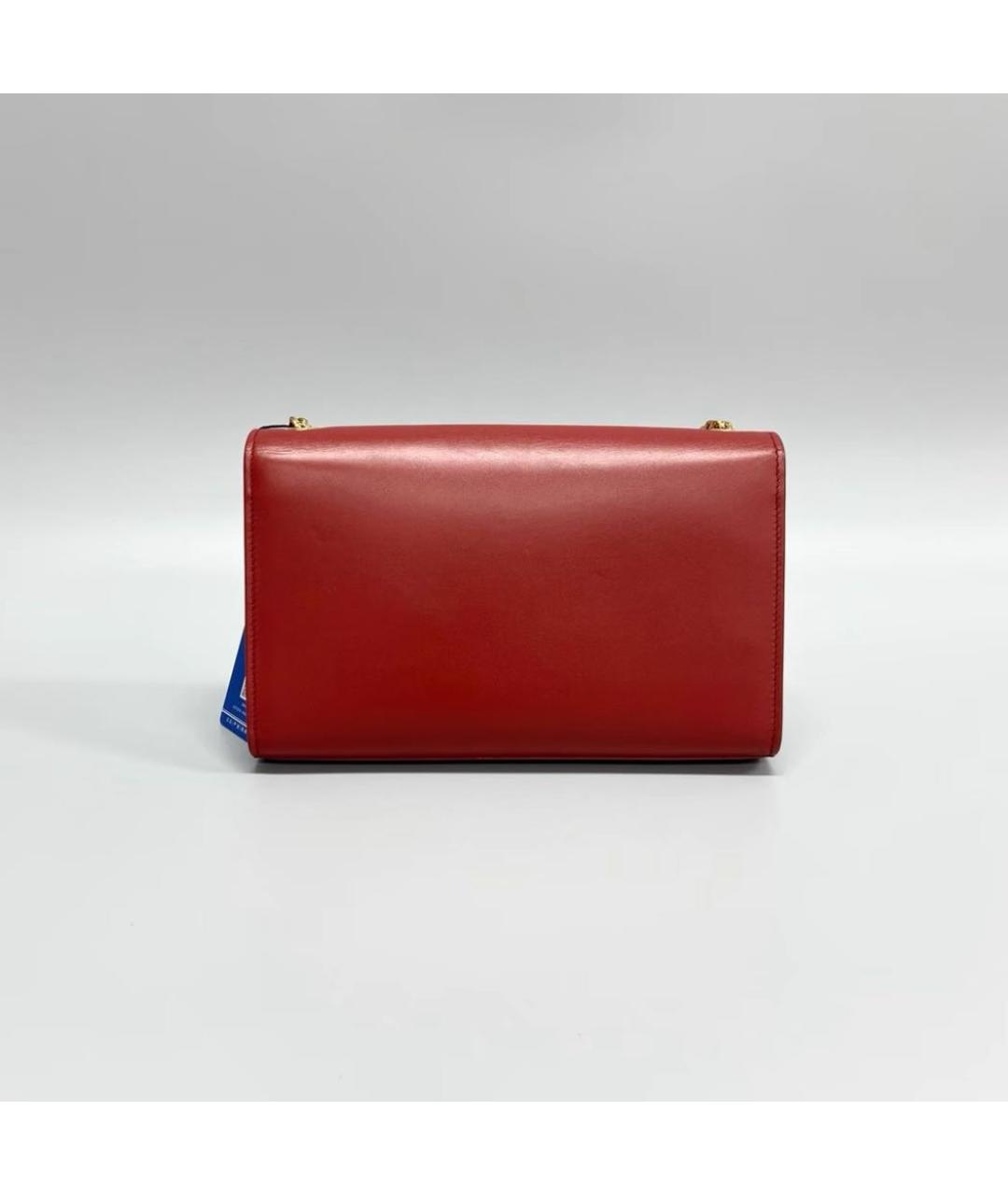 SAINT LAURENT Красная кожаная сумка через плечо, фото 2