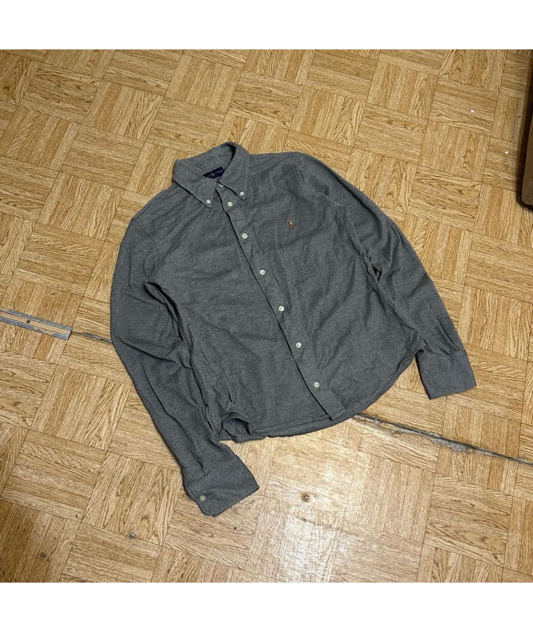 POLO RALPH LAUREN Серая хлопковая классическая рубашка, фото 5