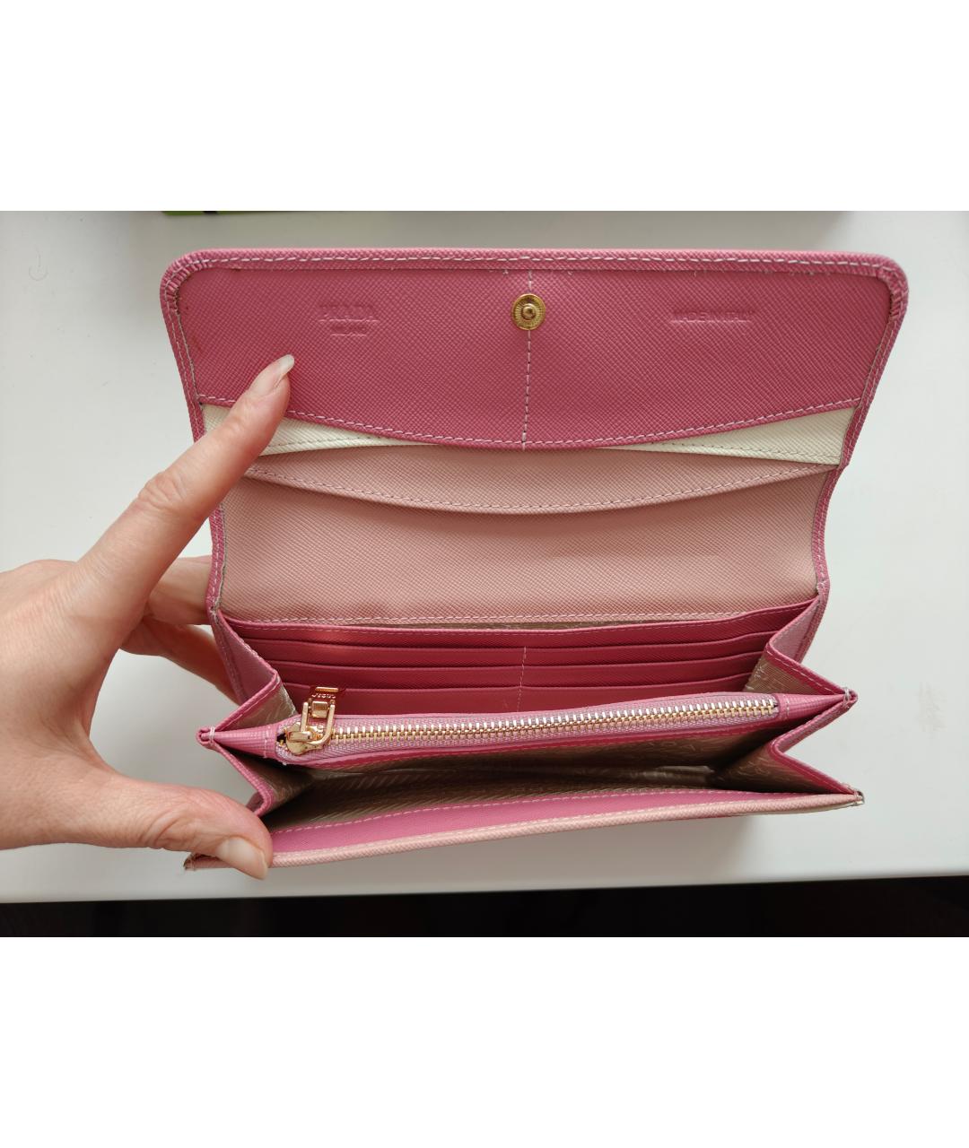 PRADA Розовый кожаный кошелек, фото 5