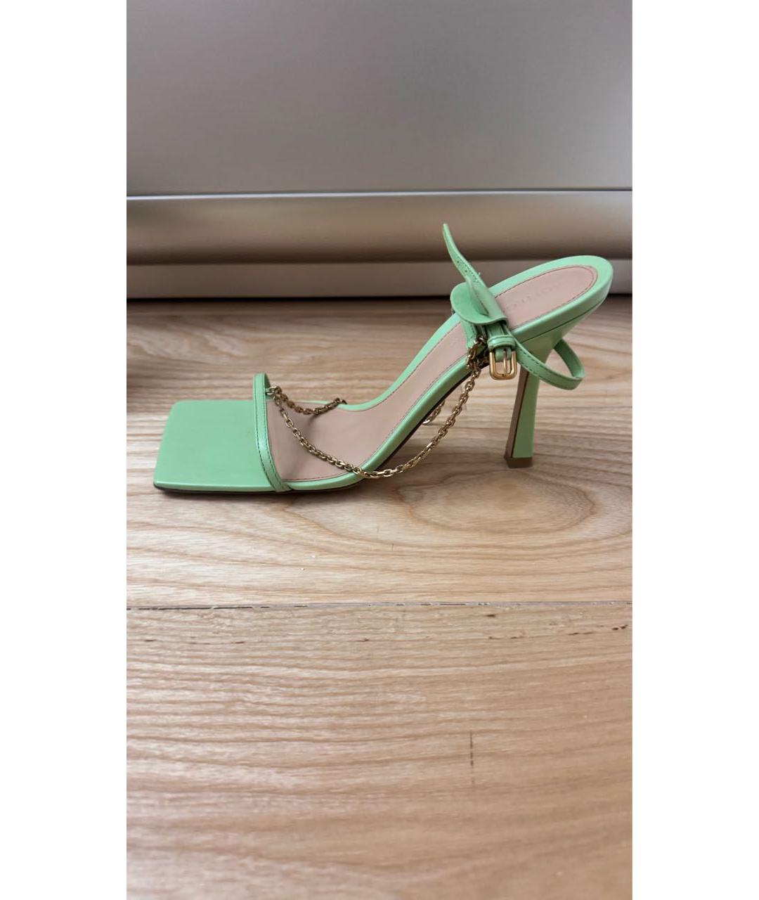 BOTTEGA VENETA Салатовые кожаные босоножки, фото 5