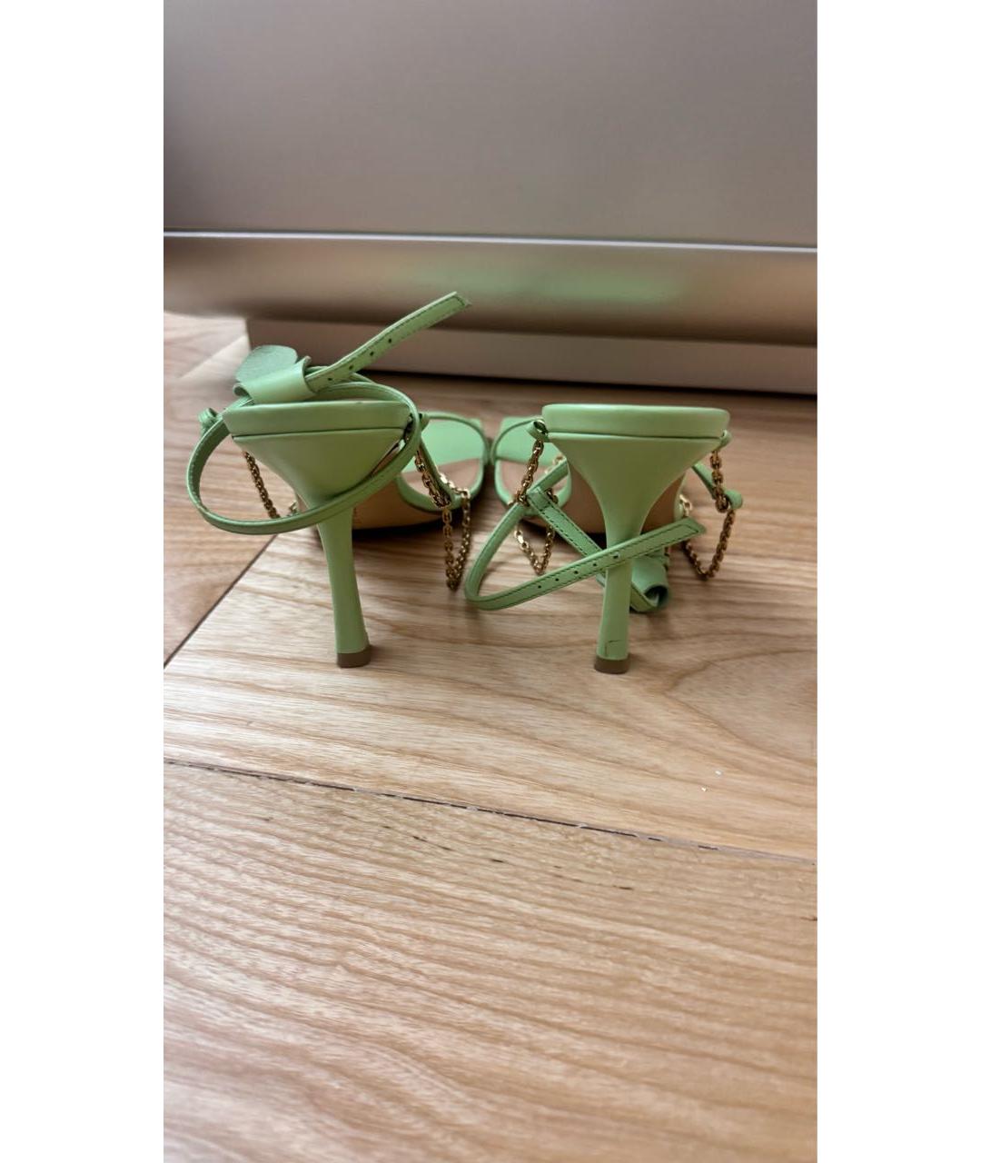 BOTTEGA VENETA Салатовые кожаные босоножки, фото 2