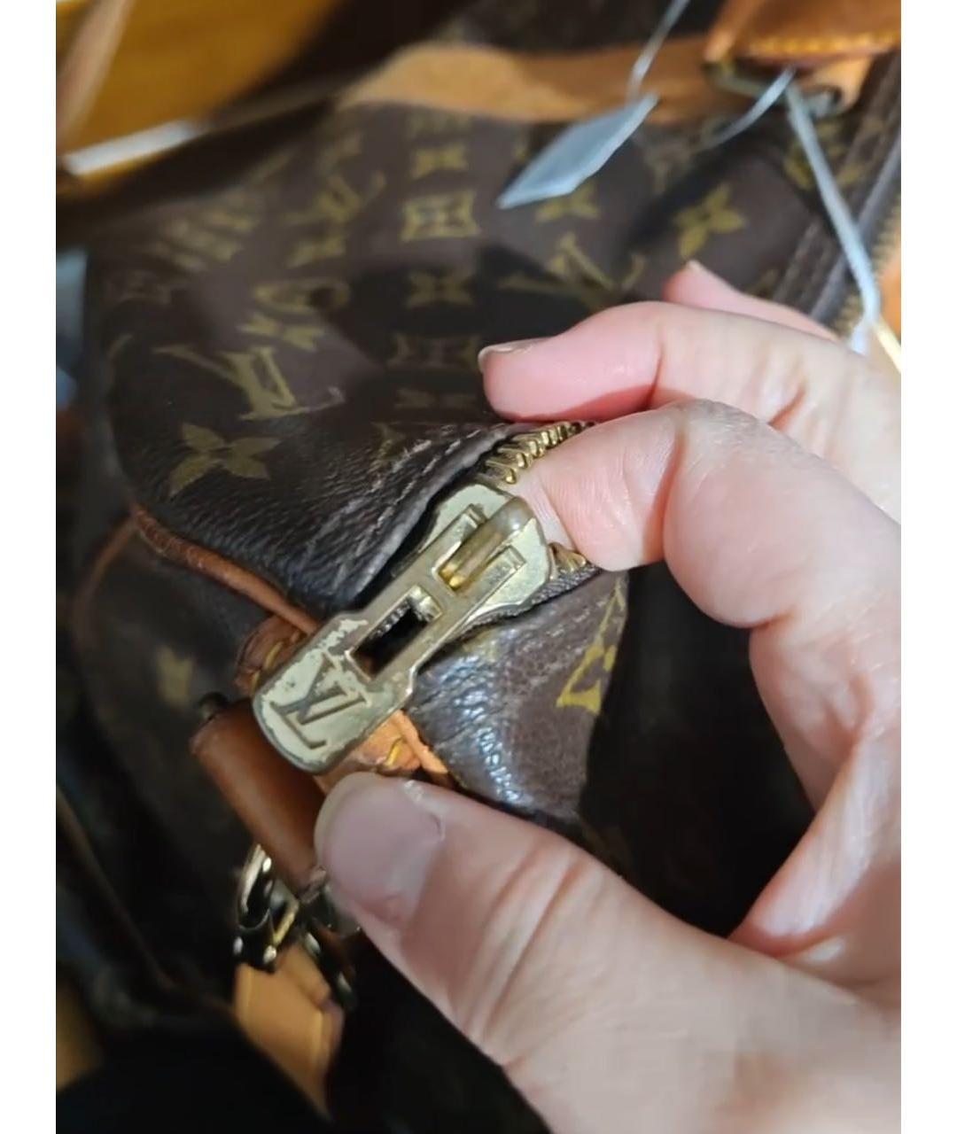 LOUIS VUITTON Коричневая кожаная дорожная/спортивная сумка, фото 8