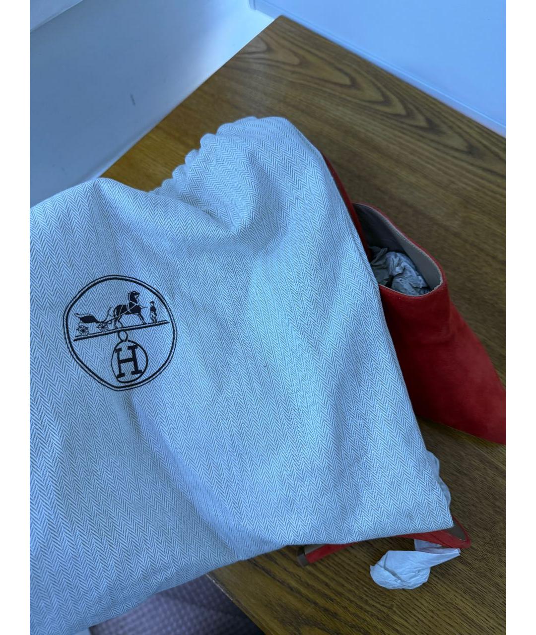 HERMES Коралловые замшевые мюли, фото 4