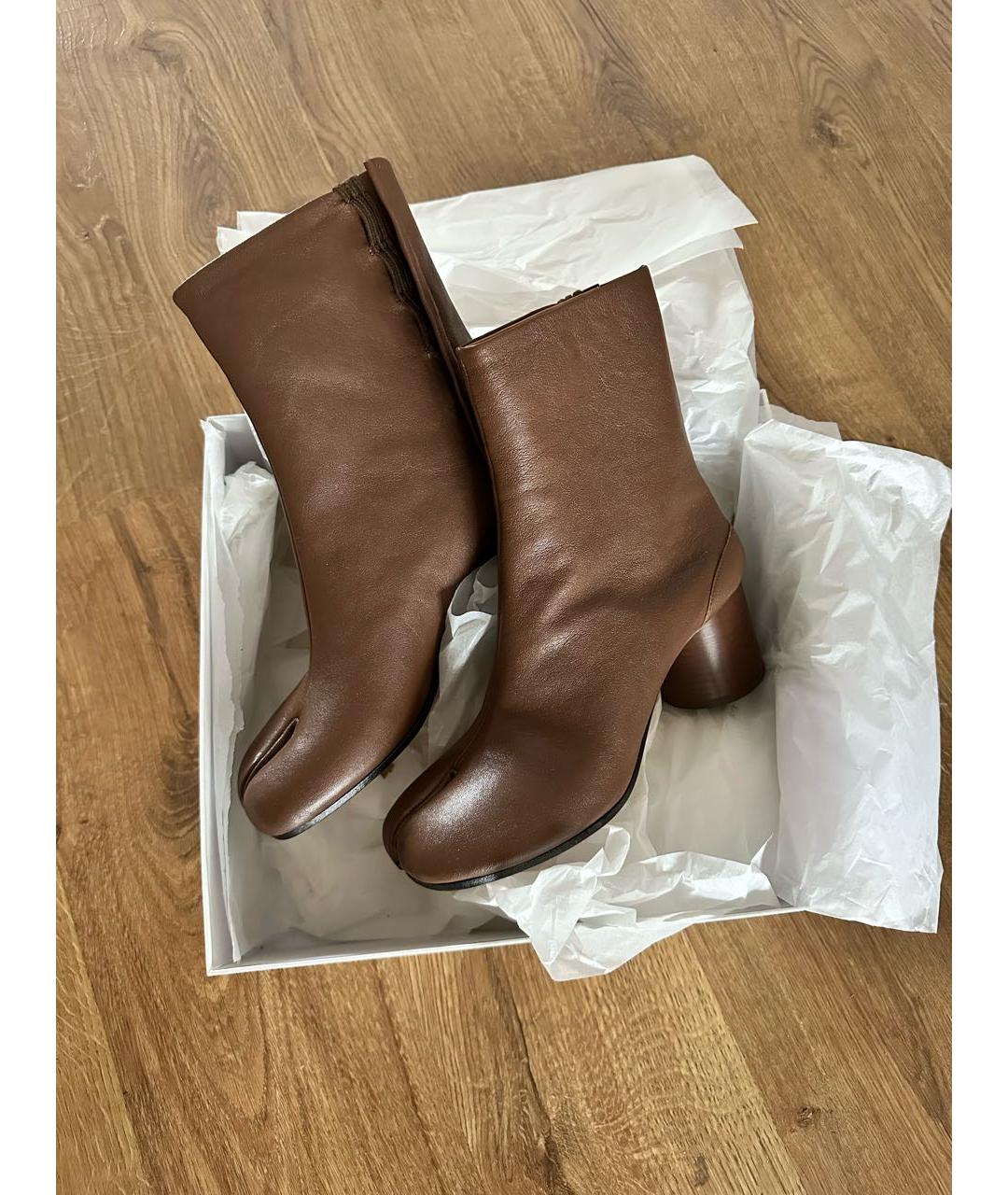 MAISON MARGIELA Коричневые кожаные ботильоны, фото 4
