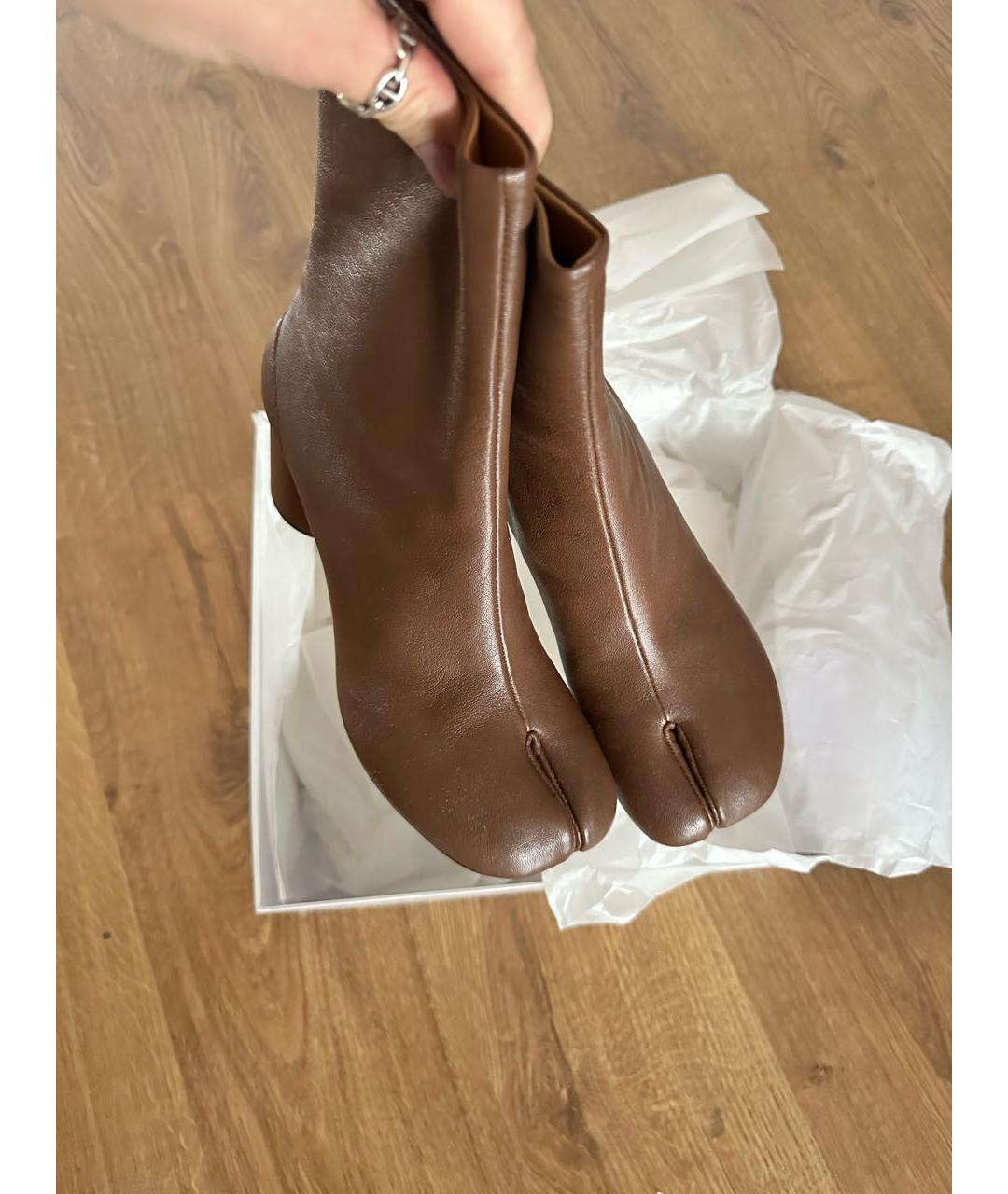 MAISON MARGIELA Коричневые кожаные ботильоны, фото 2